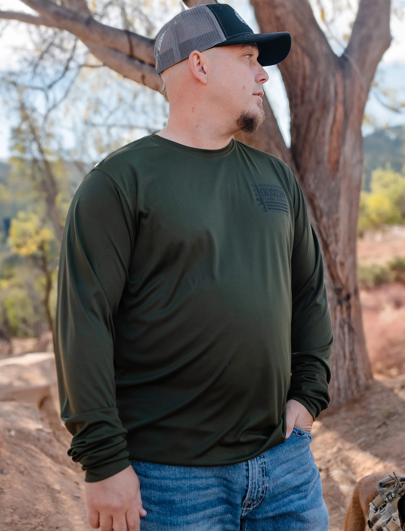 Against the World UV Long Sleeve T-Shirt - O.D. Green - Image 2