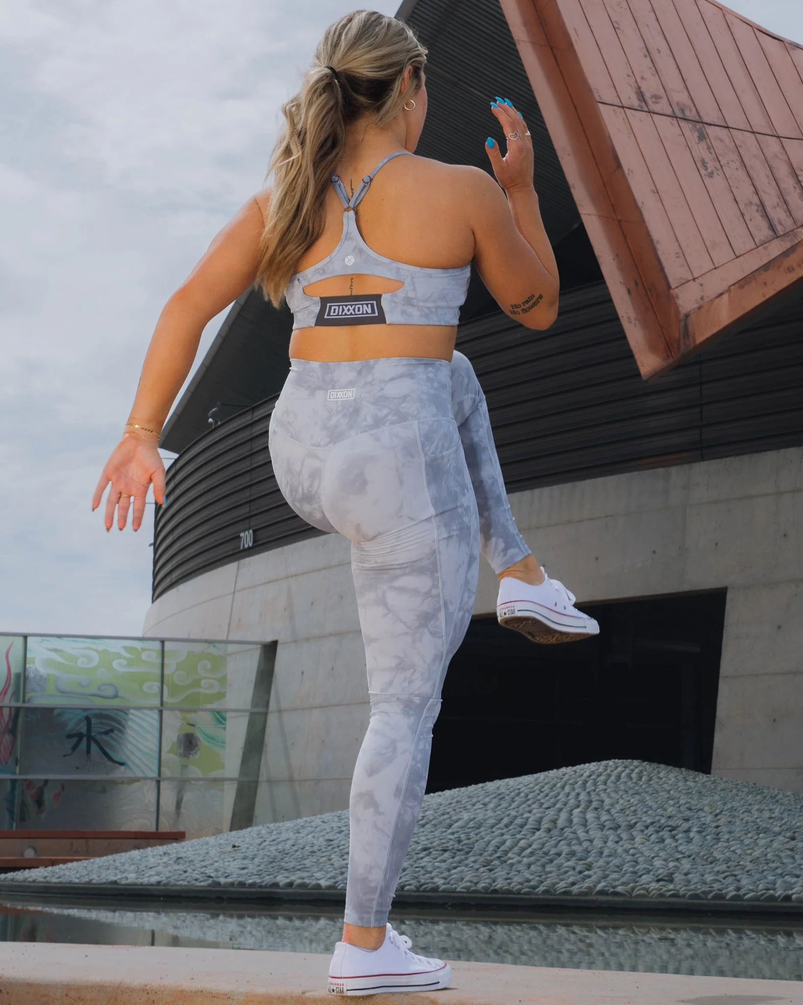 Women's Athletic Tie Dye Leggings - Gray - Image 2