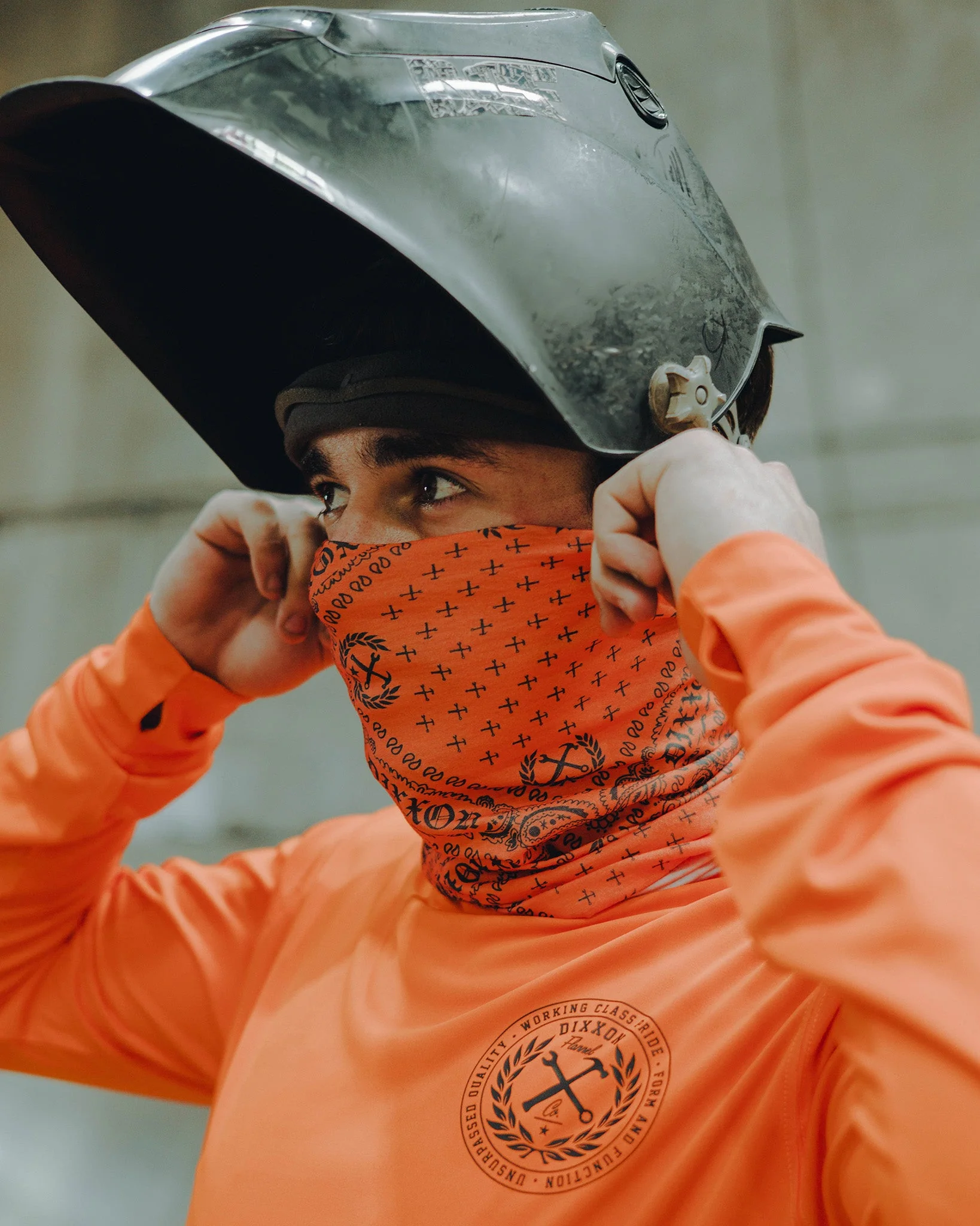 Bandana Neck Gaiter - Orange & Black - Image 2