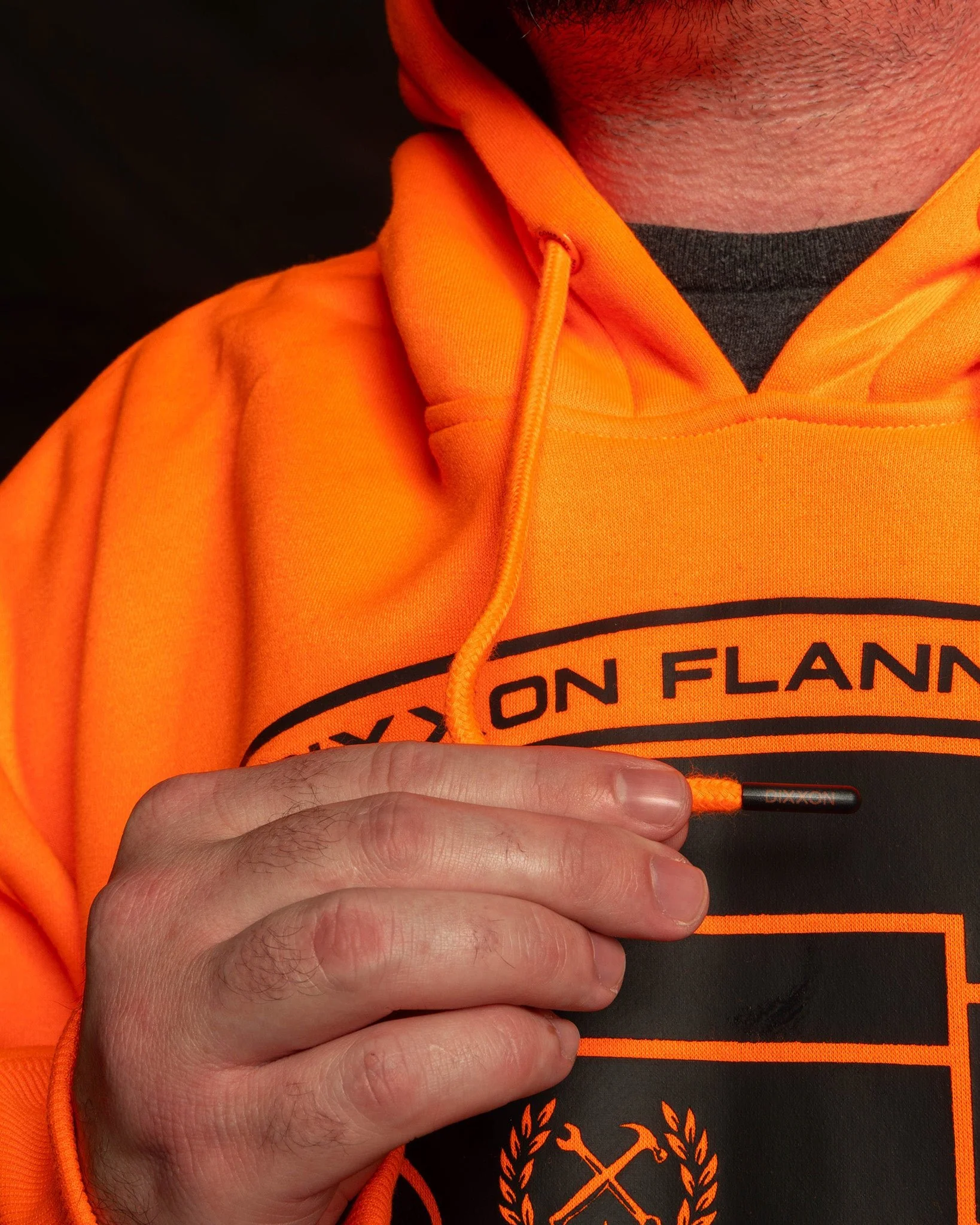 Black Checkpoint Pullover Hoodie - Safety Orange - Image 4