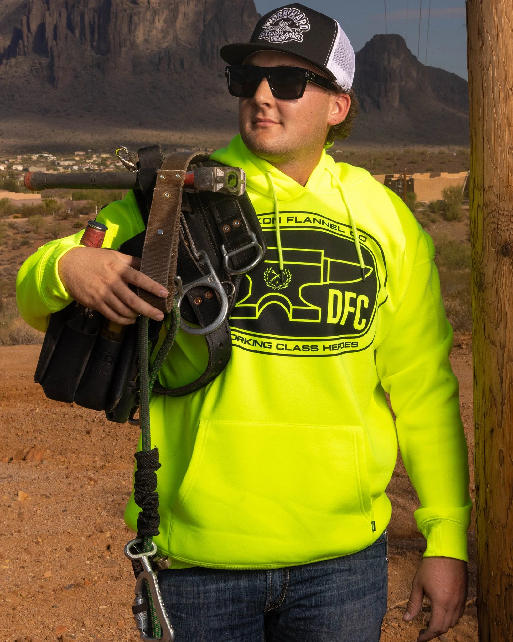 Black Checkpoint Pullover Hoodie - Safety Yellow - Image 4