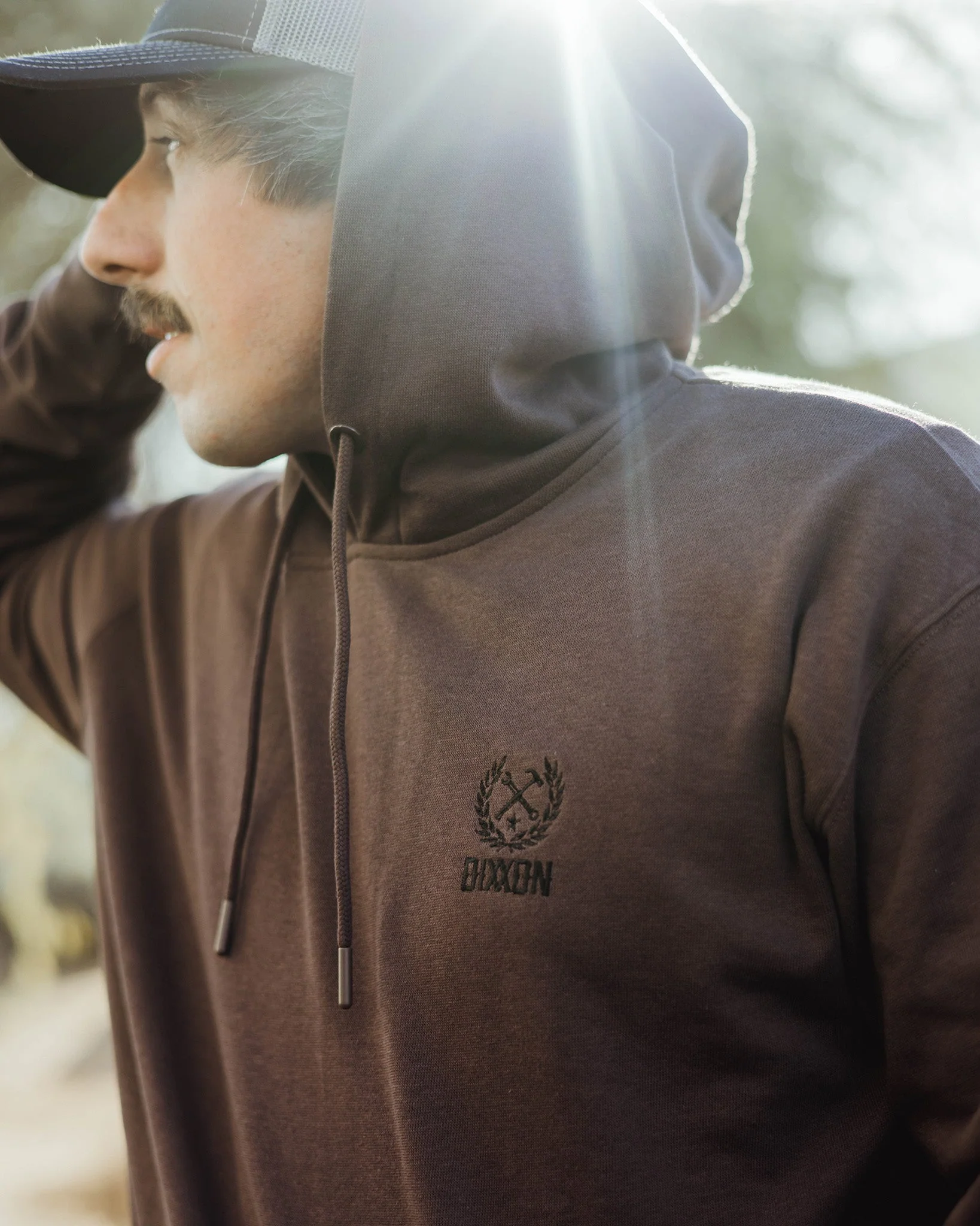 Black Crest Lightweight Pullover Hoodie - Brown - Image 4