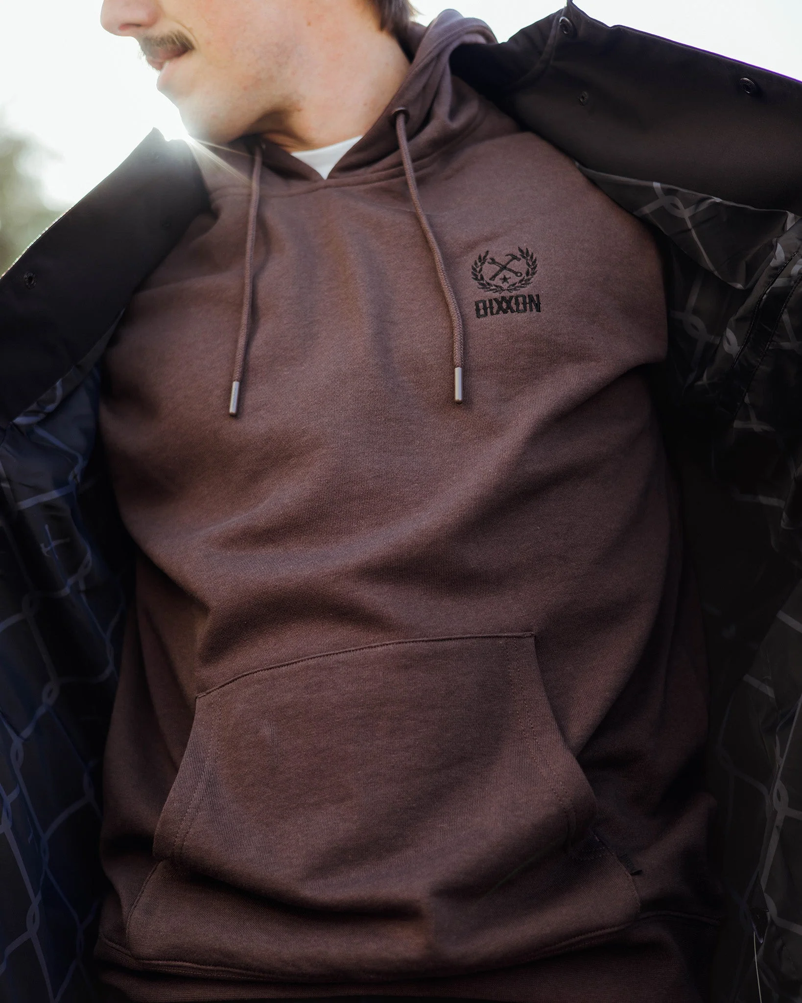 Black Crest Lightweight Pullover Hoodie - Brown - Image 5