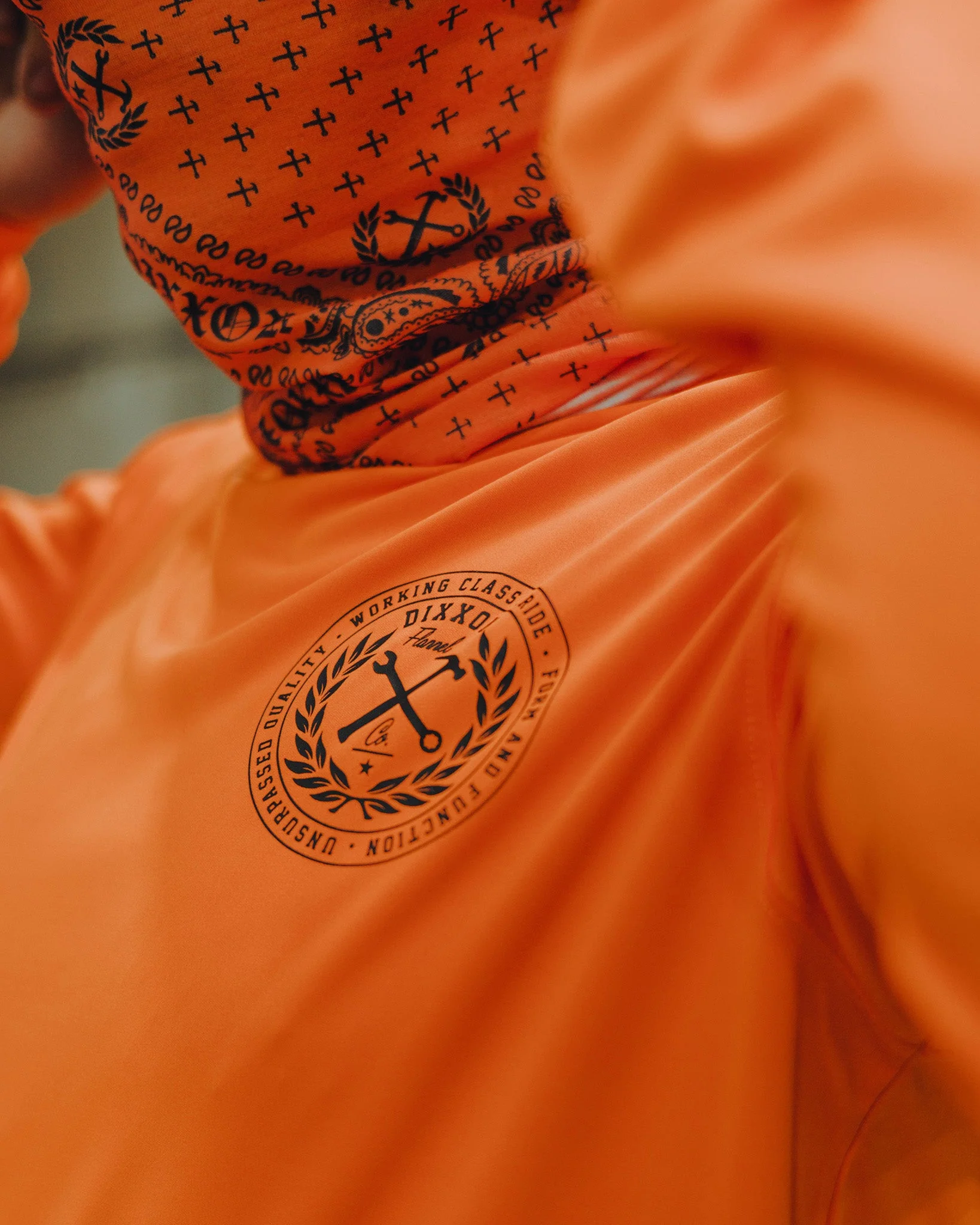 Black Crested UV Long Sleeve T-Shirt - Safety Orange - Image 2