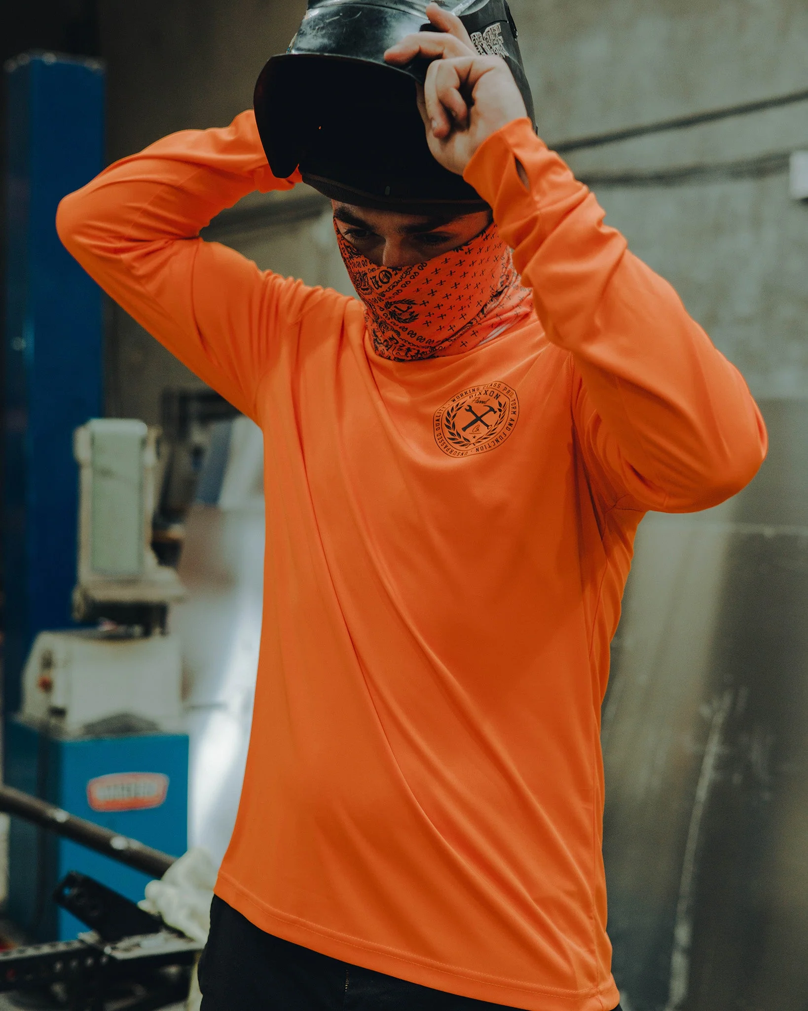 Black Crested UV Long Sleeve T-Shirt - Safety Orange - Image 3