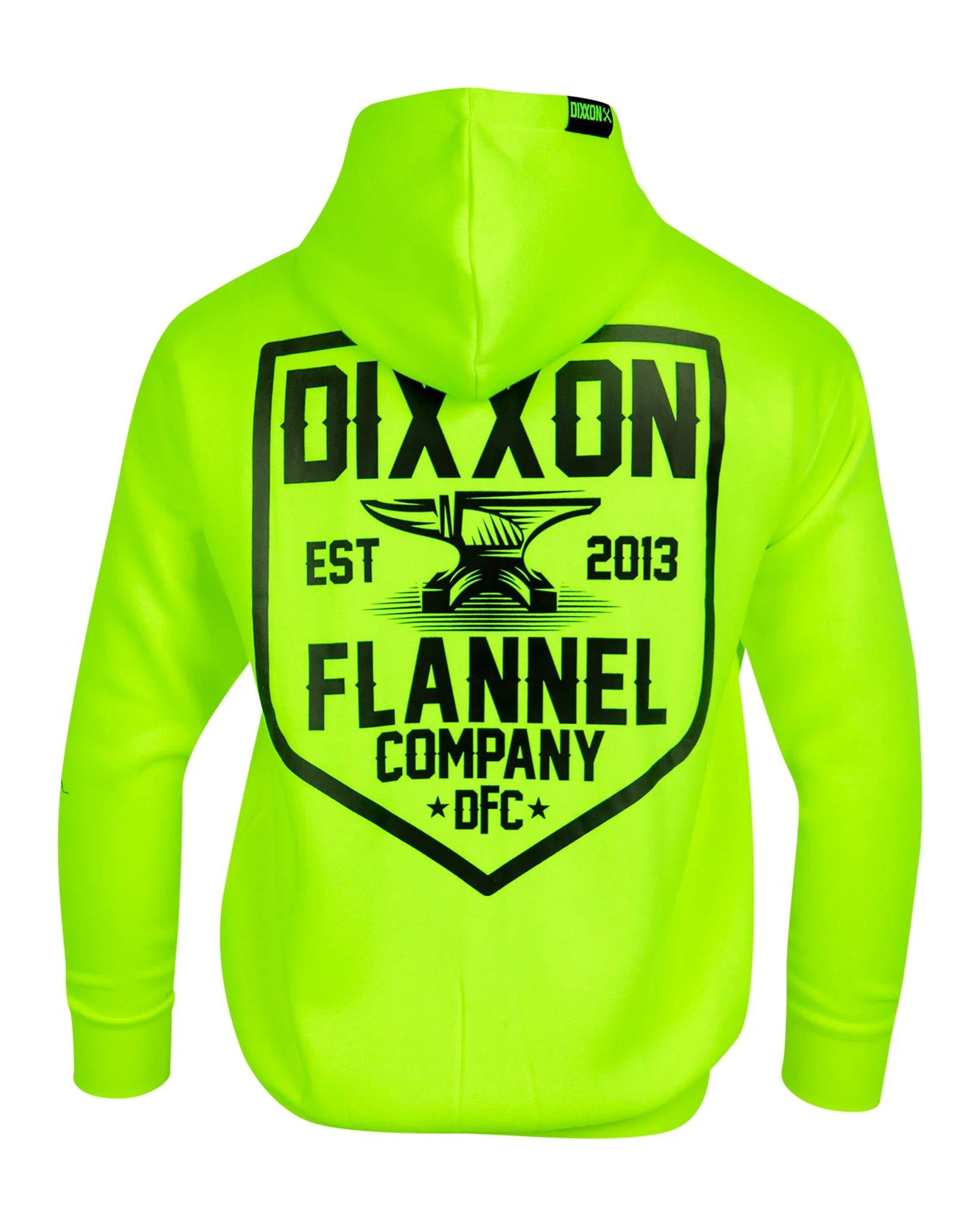 Black DFC Shield Zip Up Hoodie - Safety Green - Image 3