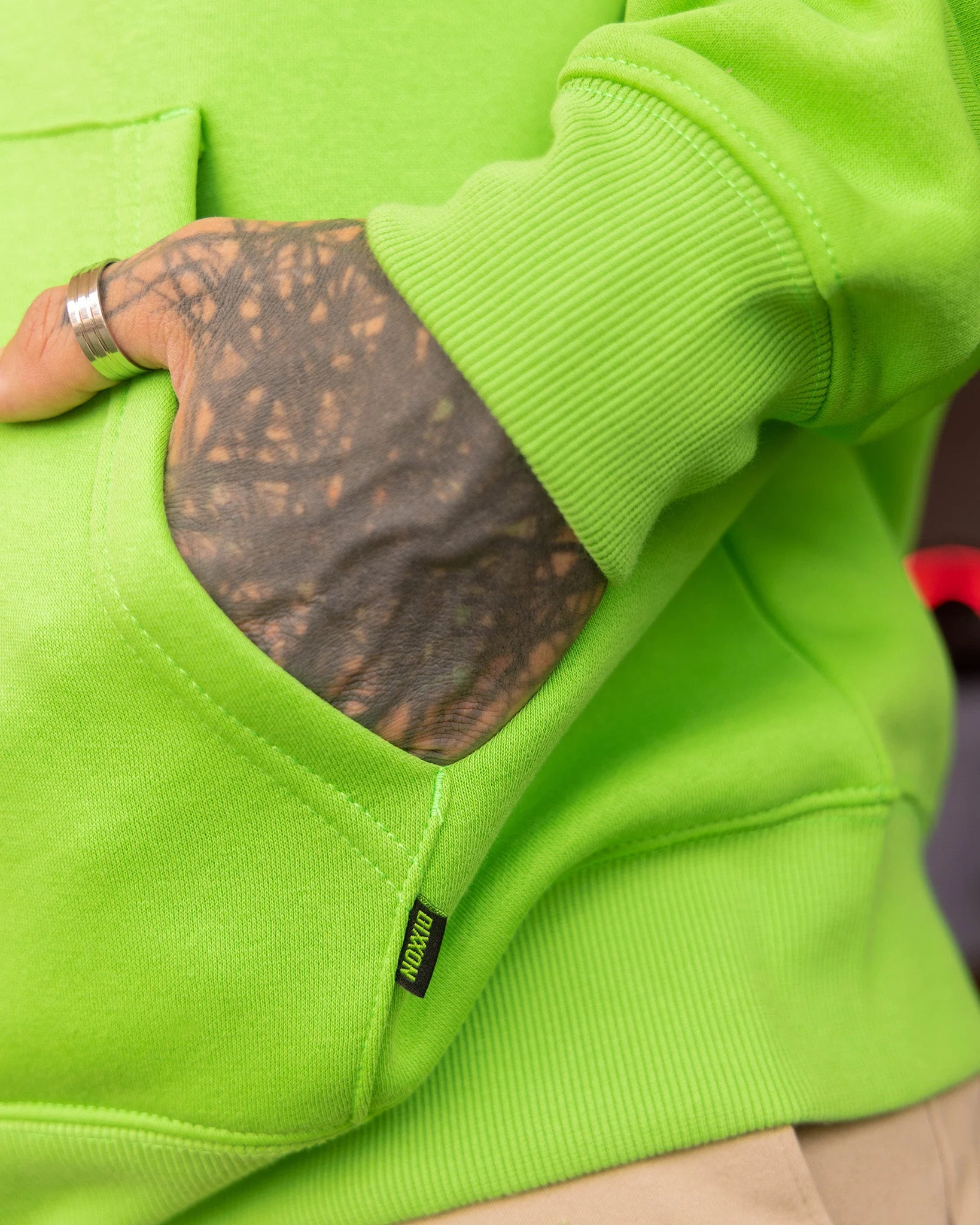 Black DFC Shield Zip Up Hoodie - Safety Green - Image 6