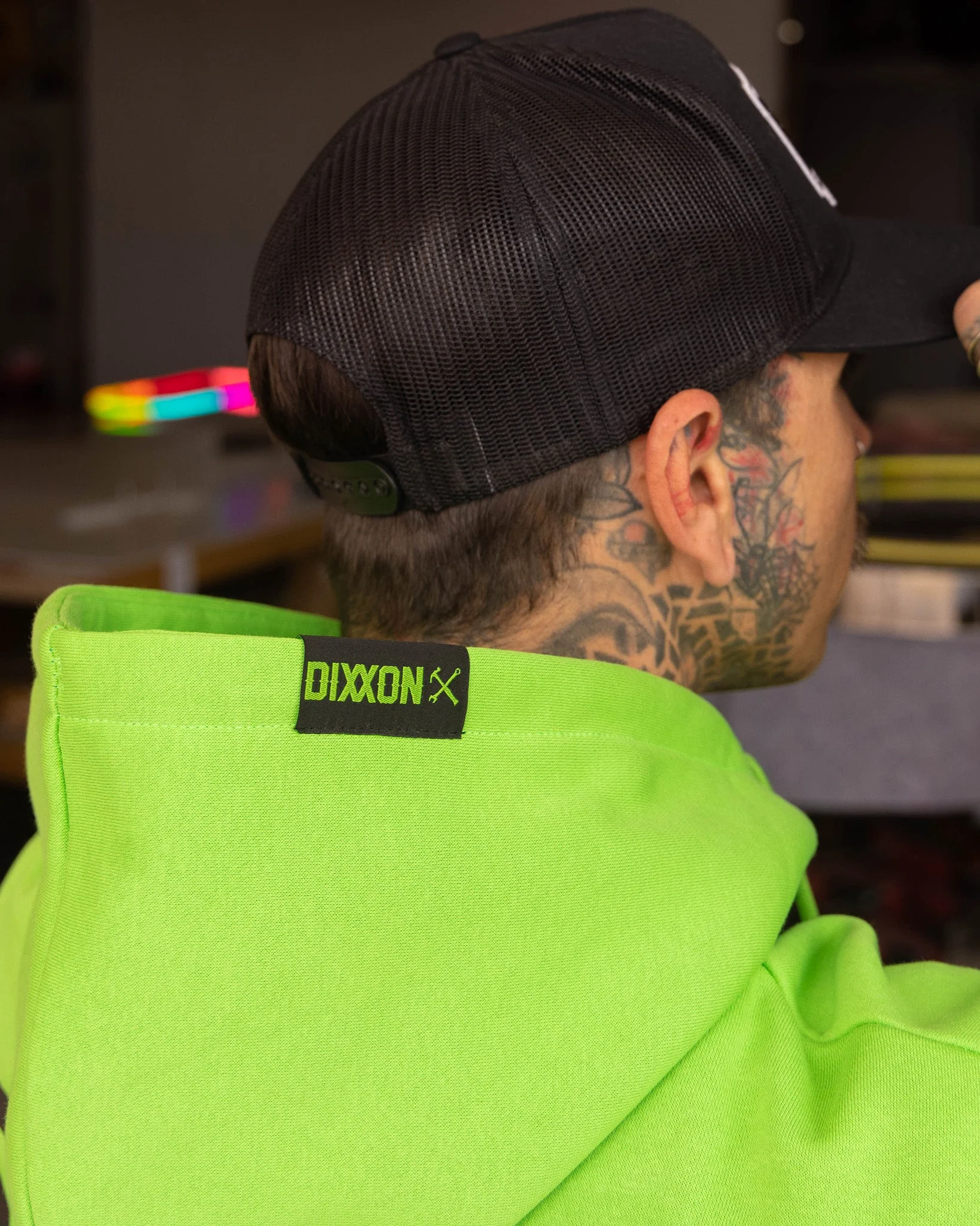 Black DFC Shield Zip Up Hoodie - Safety Green - Image 7