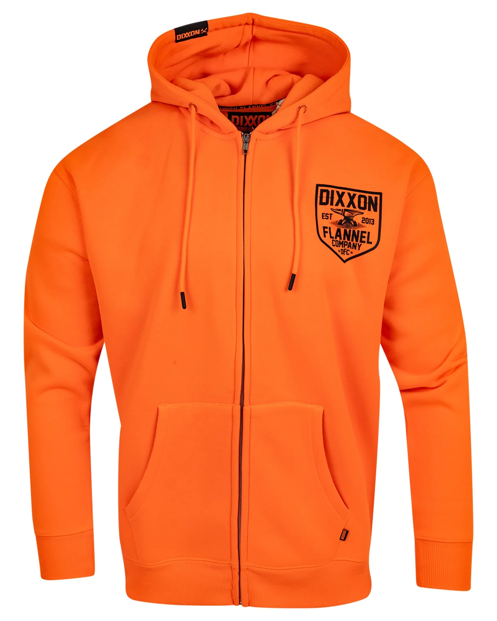 Black DFC Shield Zip Up Hoodie - Safety Orange - Image 2