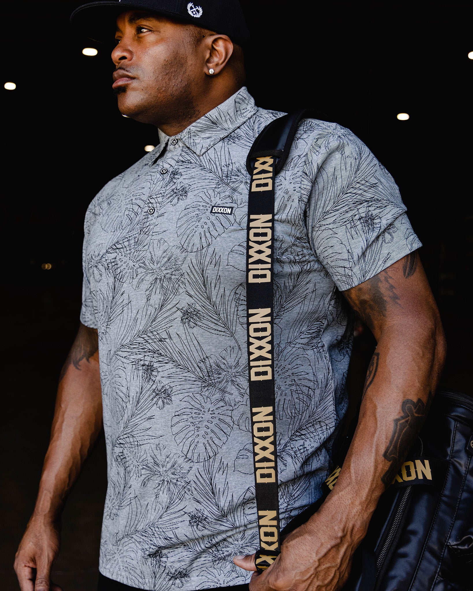 Black Floral Premium Polo - Heathered Gray - Image 6