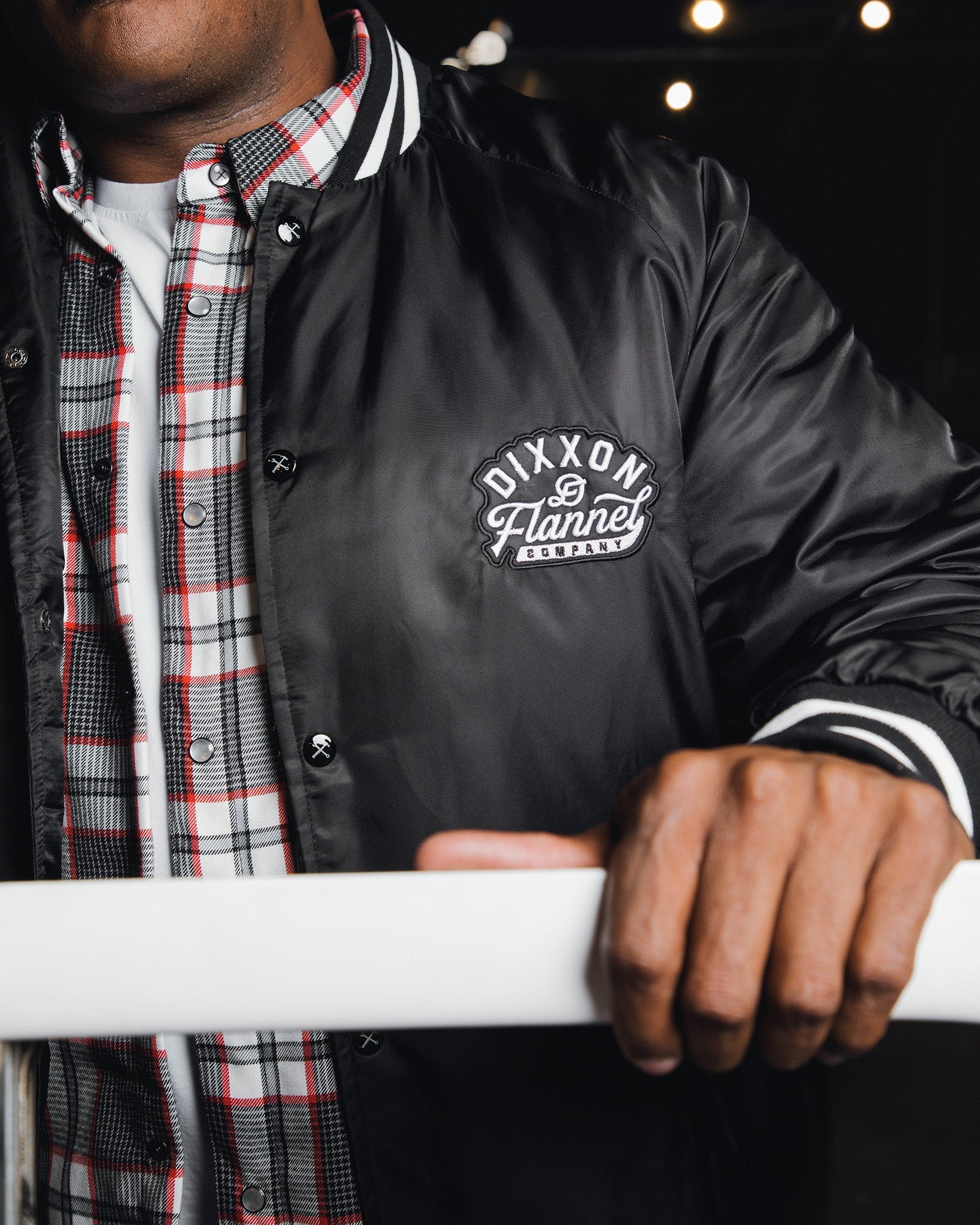 Black Pastime Nylon Varsity Jacket - Image 2