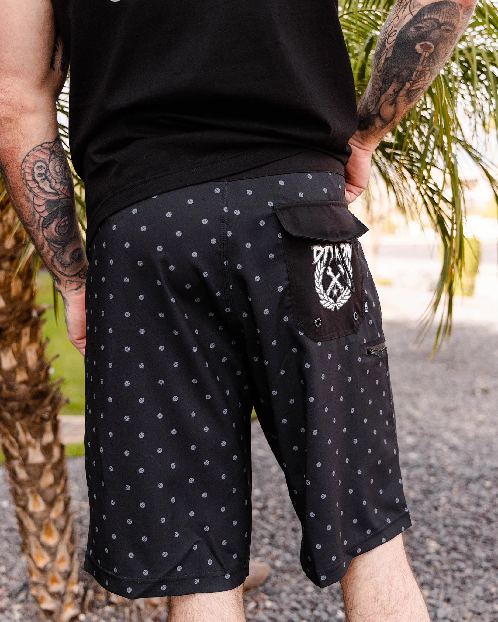 Black & Gray Polkacide Boardshorts - Image 2