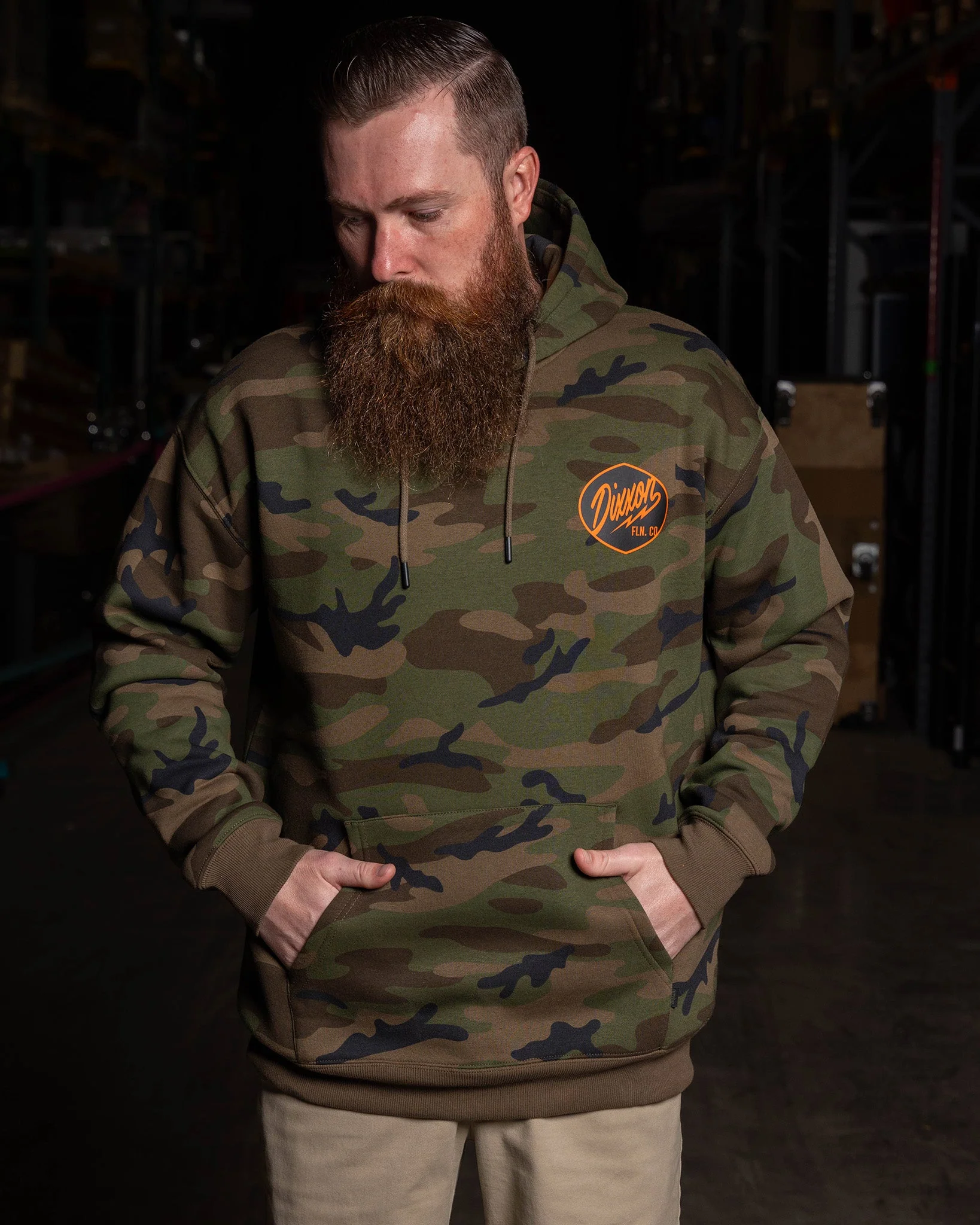 Black & Orange Esso Pullover Hoodie - Green Camo - Image 4