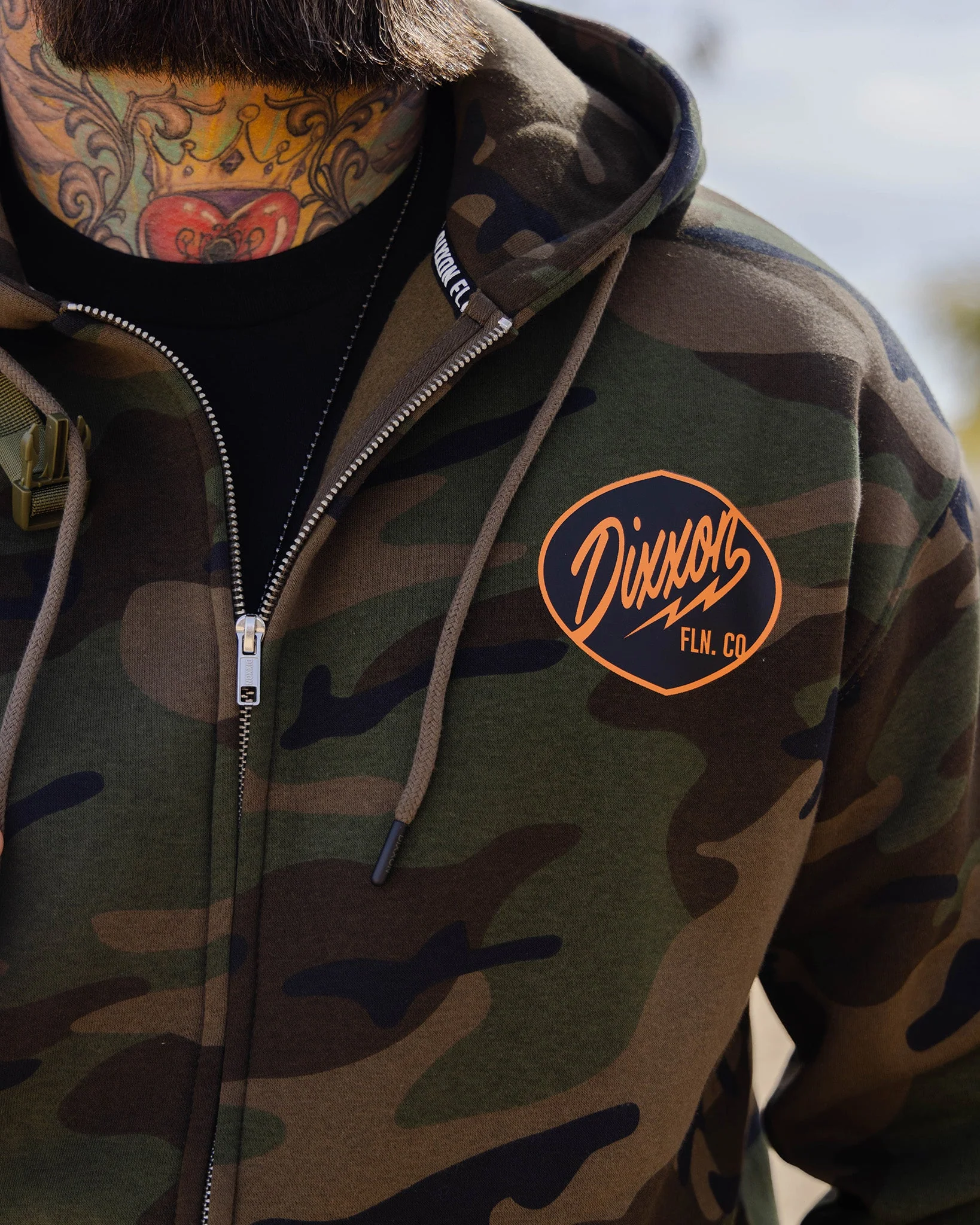 Black & Orange Esso Zip Up Hoodie - Camo - Image 4