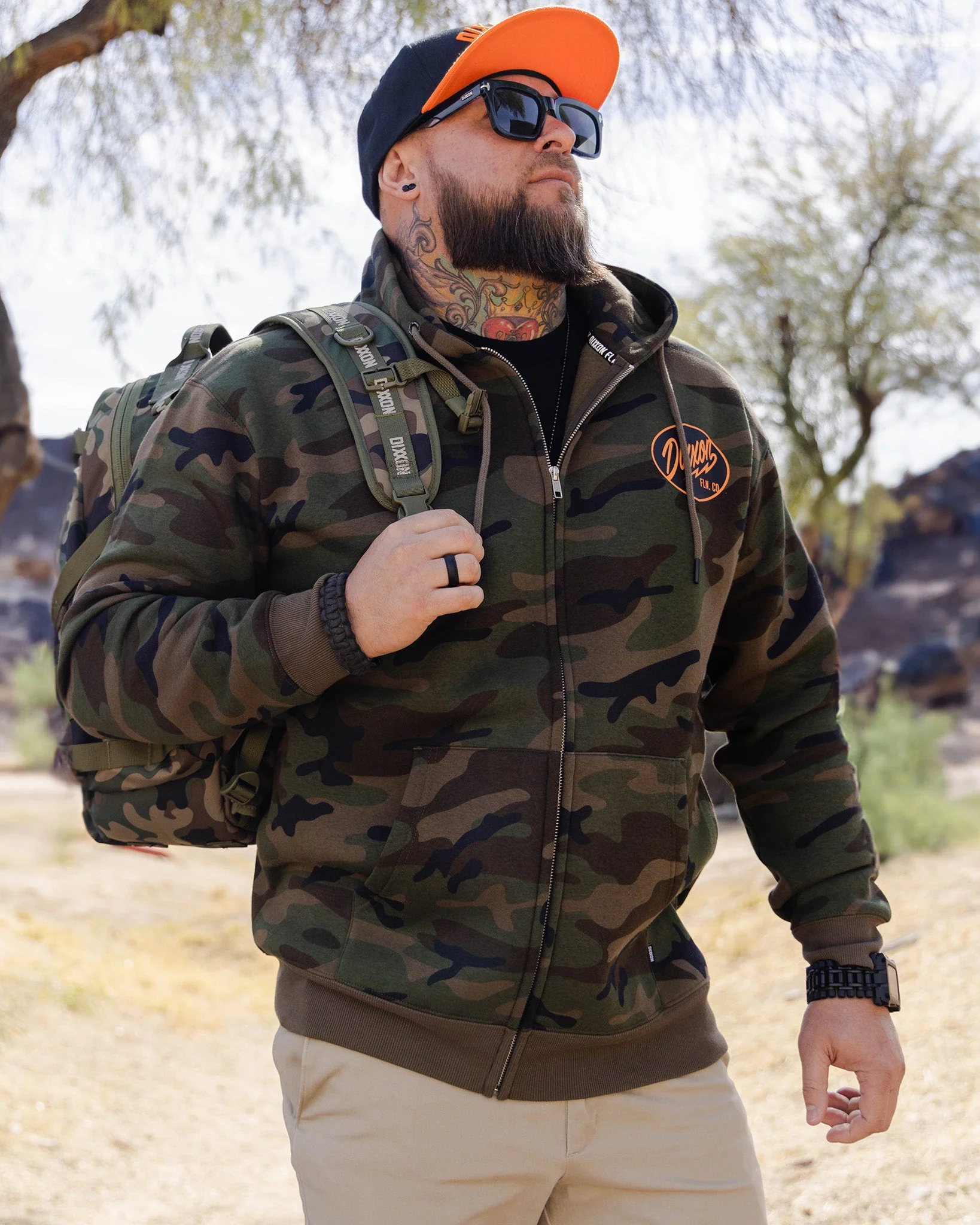 Black & Orange Esso Zip Up Hoodie - Camo - Image 5