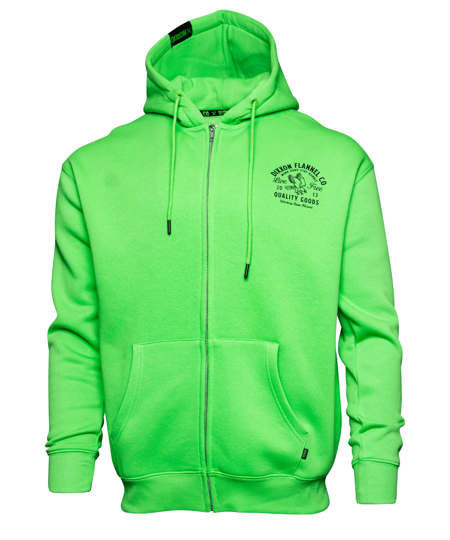 Black Quality Goods Zip Up Hoodie - Safety Green - Image 3