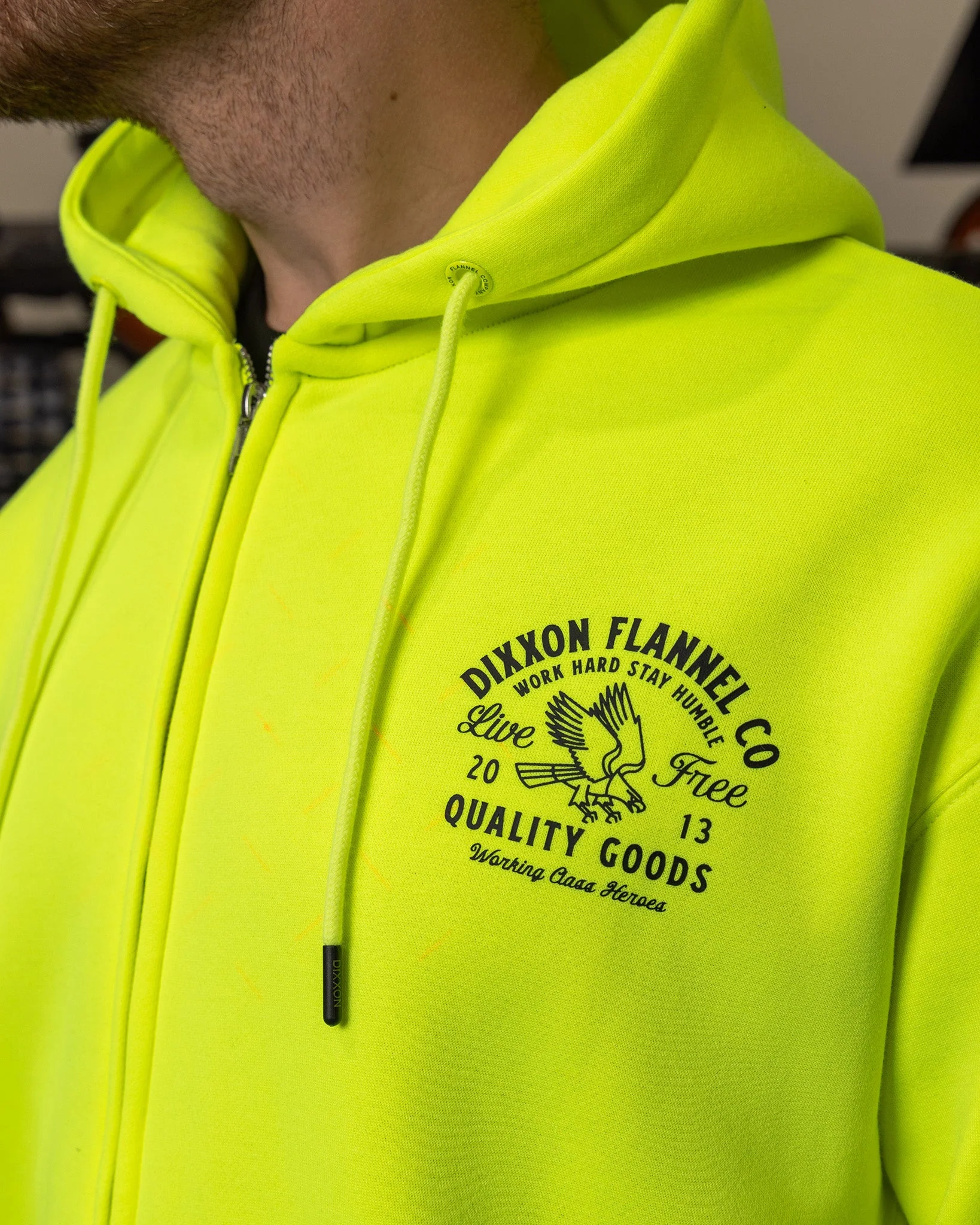 Black Quality Goods Zip Up Hoodie - Safety Yellow - Image 6