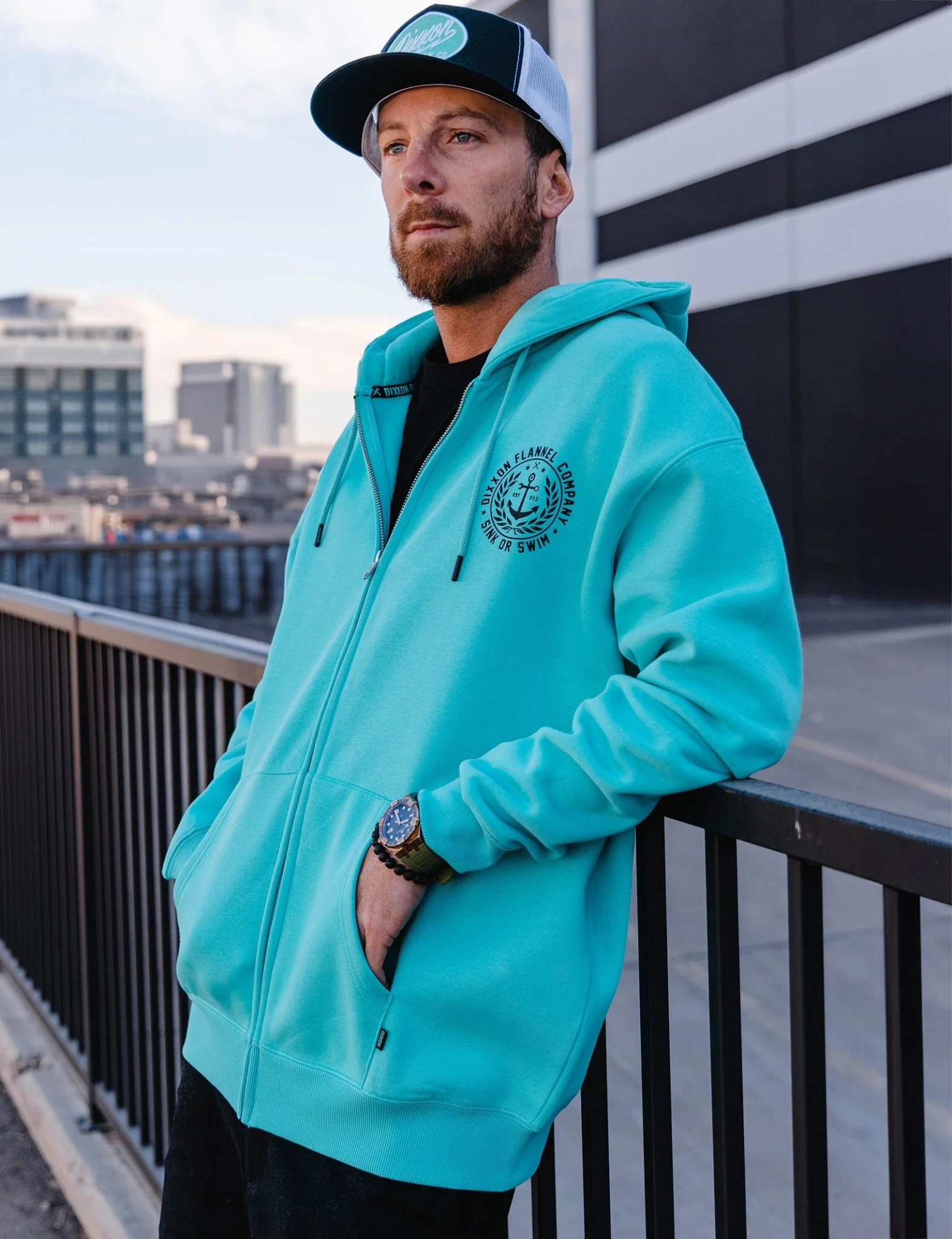 Black Salty Crest Zip Up Hoodie - Tiffany - Image 4