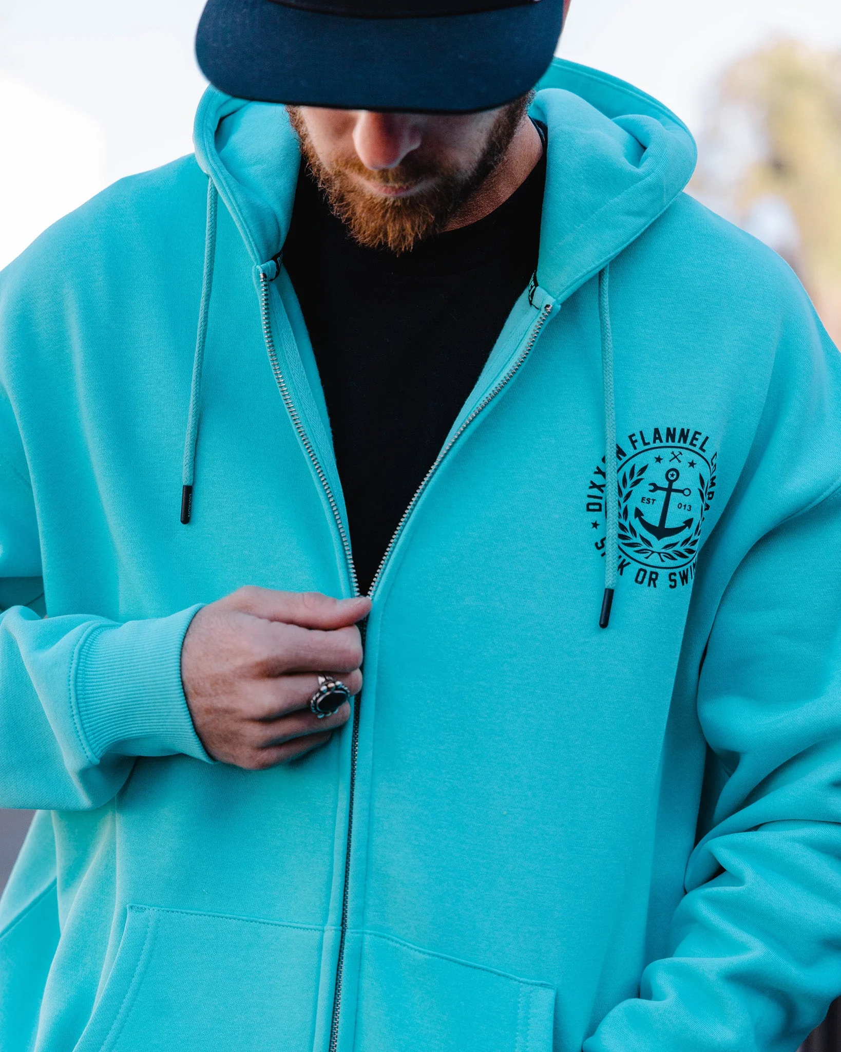 Black Salty Crest Zip Up Hoodie - Tiffany - Image 5