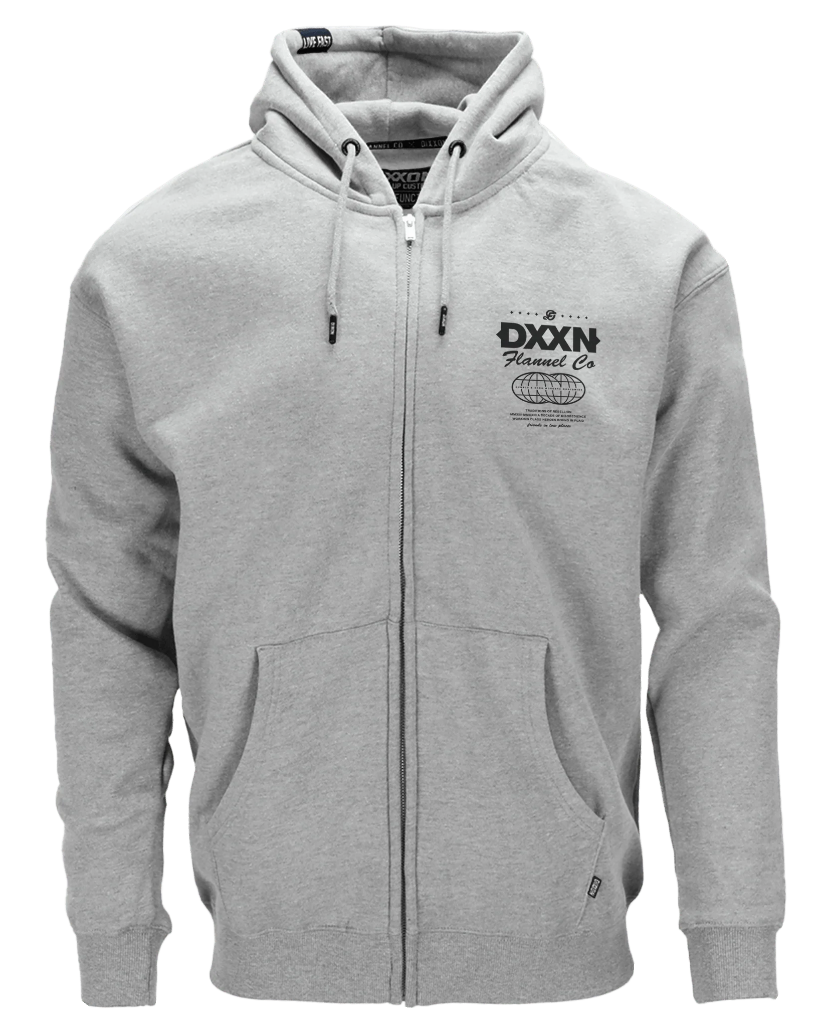 Black Tech Zip Up Hoodie - Heathered Gray - Image 3