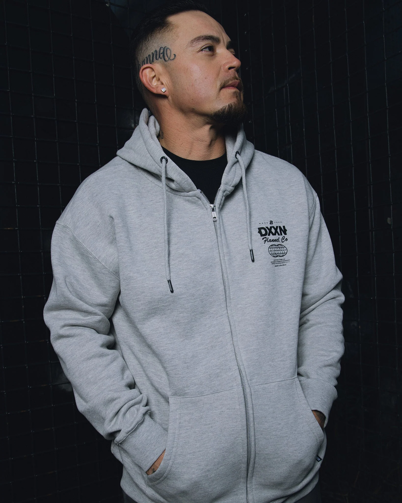 Black Tech Zip Up Hoodie - Heathered Gray - Image 4