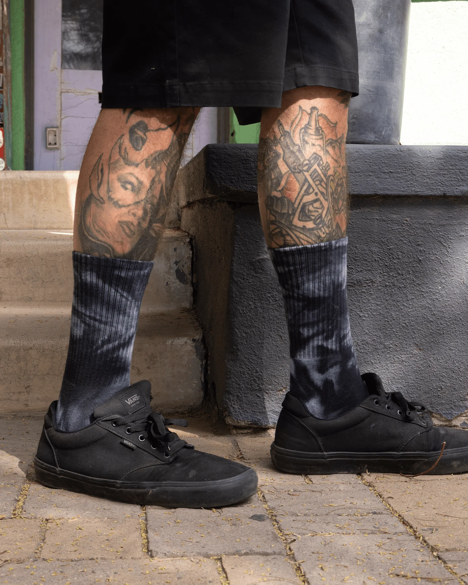 Black Tie Dye Crew Socks - Image 4