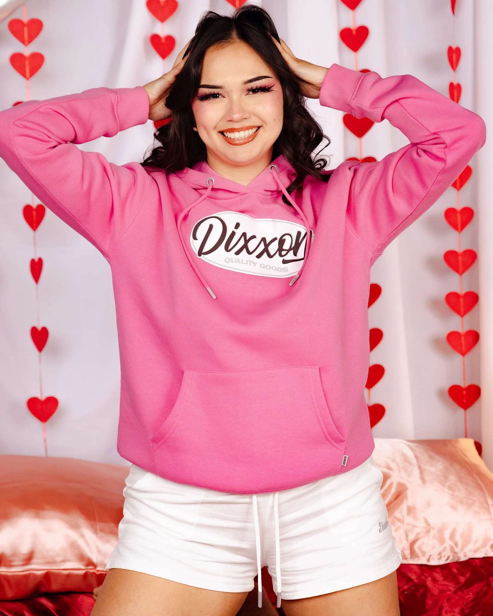 Women's Black & White Dixxon Quality Pullover Hoodie - Pink - Image 4