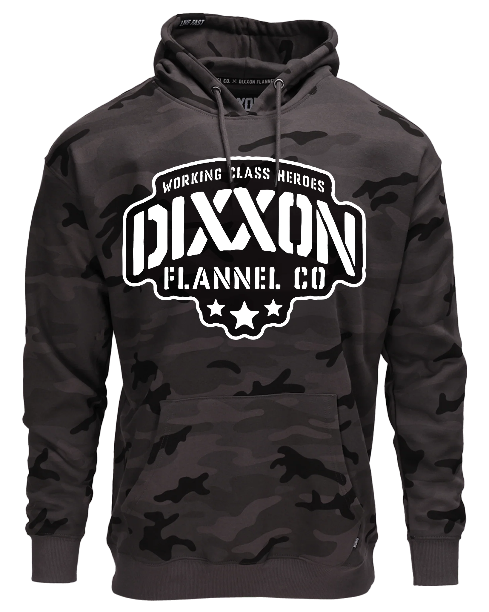 Black & White Stencil Pullover Hoodie - Black Camo - Image 2
