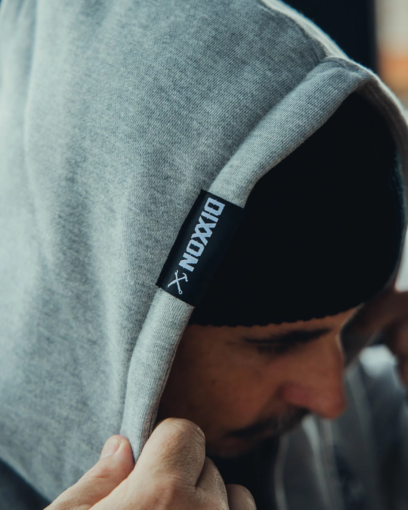 Black Work Hard Badge Zip Up - Heathered Gray - Image 2