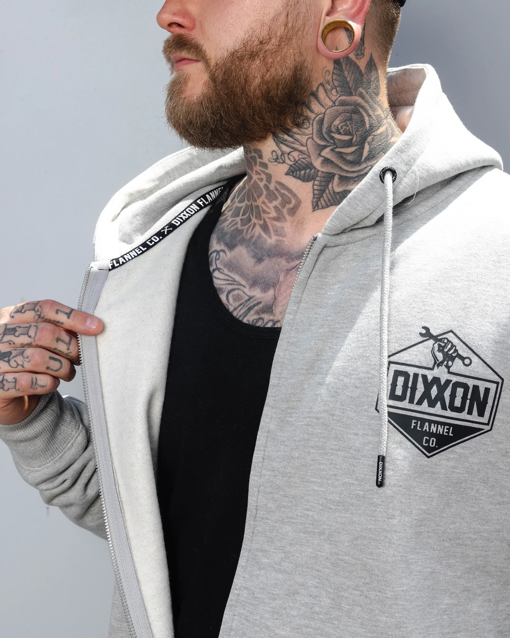 Black Working Class Logo Zip Up Hoodie - Heather Gray - Image 5