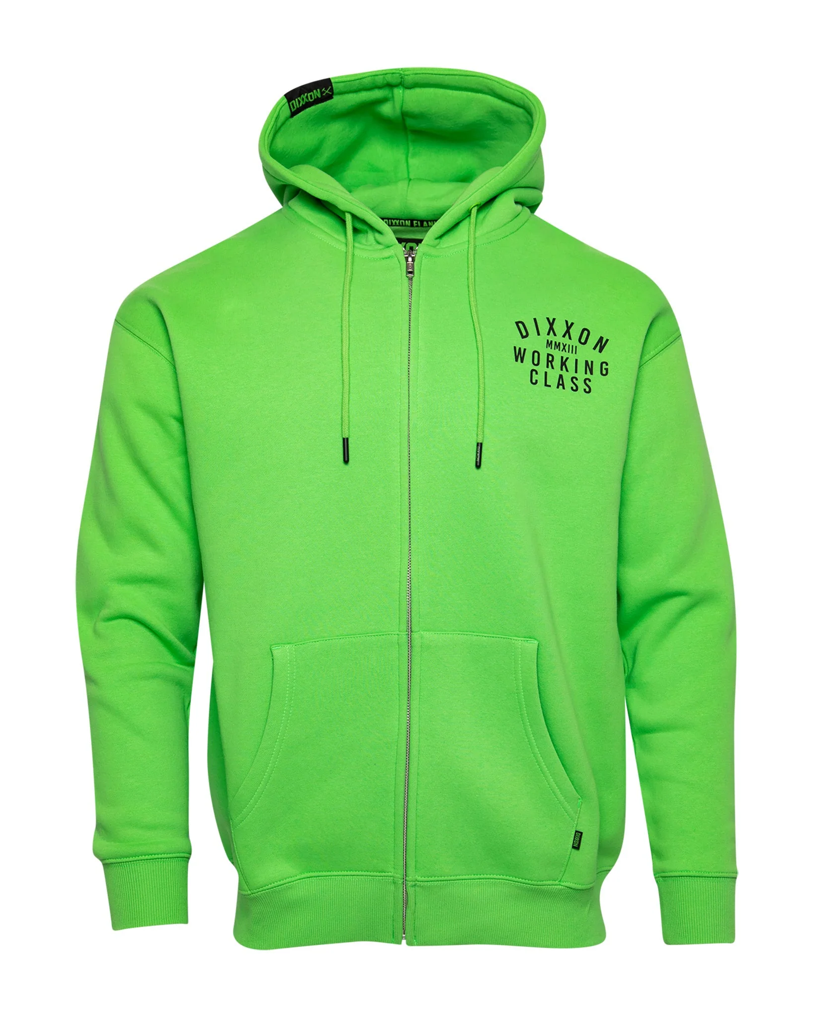 Black Working Class Zip Up Hoodie - Safety Green - Image 3