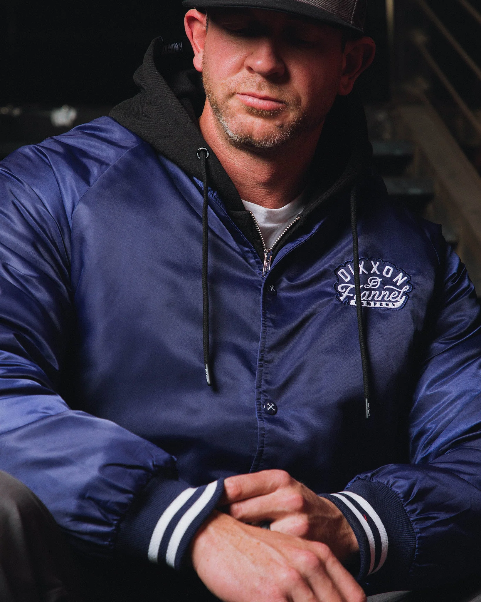Blue Pastime Nylon Varsity Jacket - Image 2