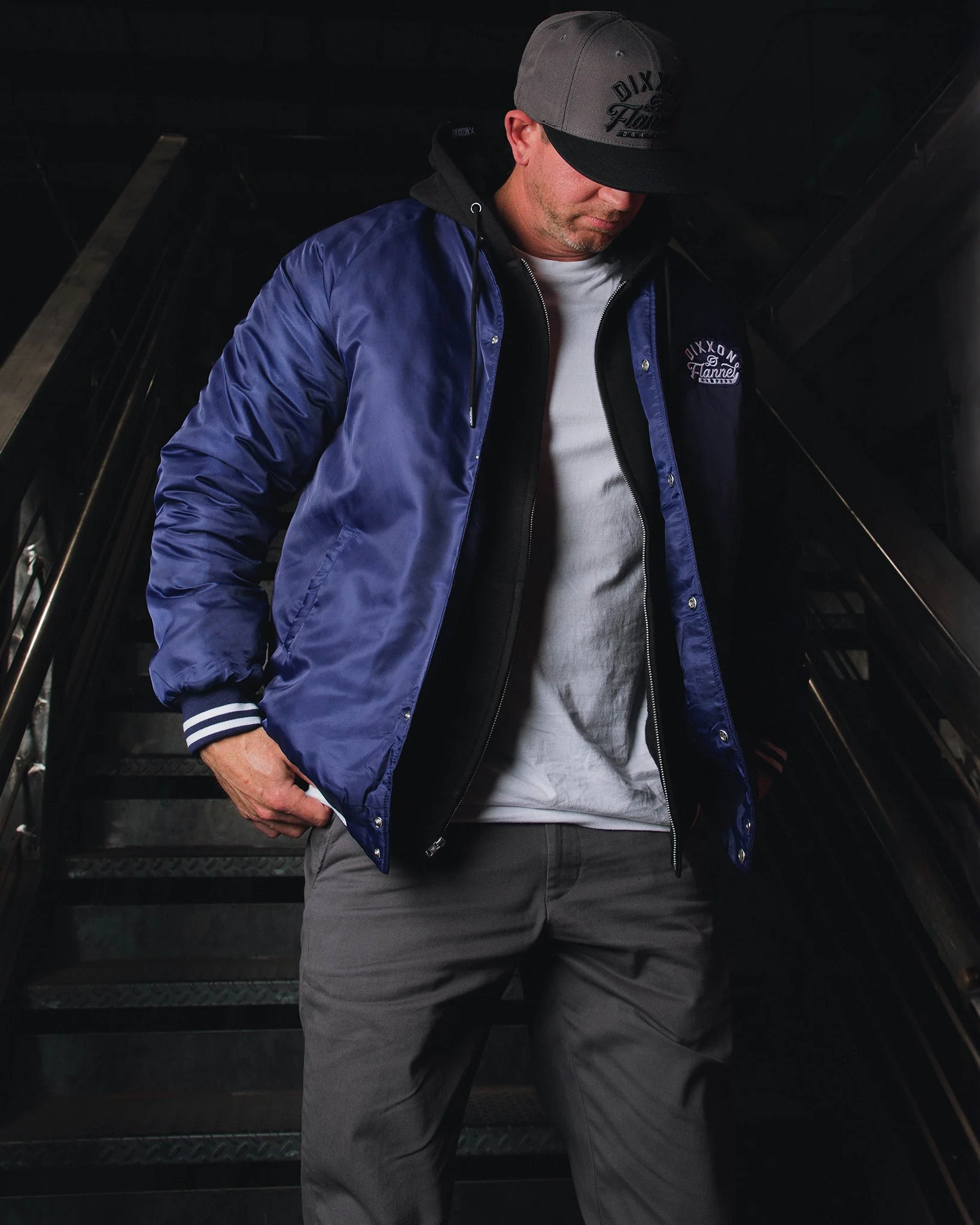Blue Pastime Nylon Varsity Jacket - Image 5