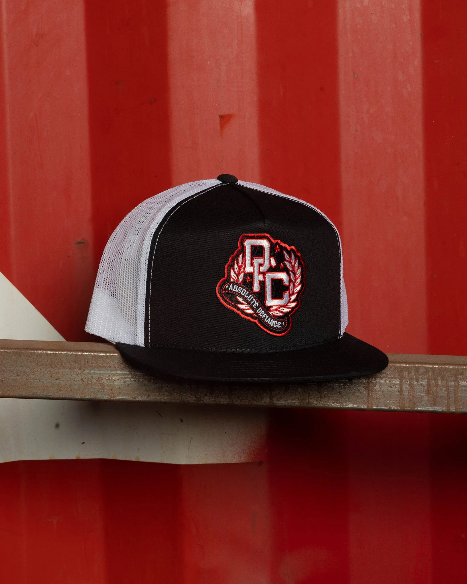 Defiance Flat Bill Trucker Snapback - Red, White, & Black - Image 3