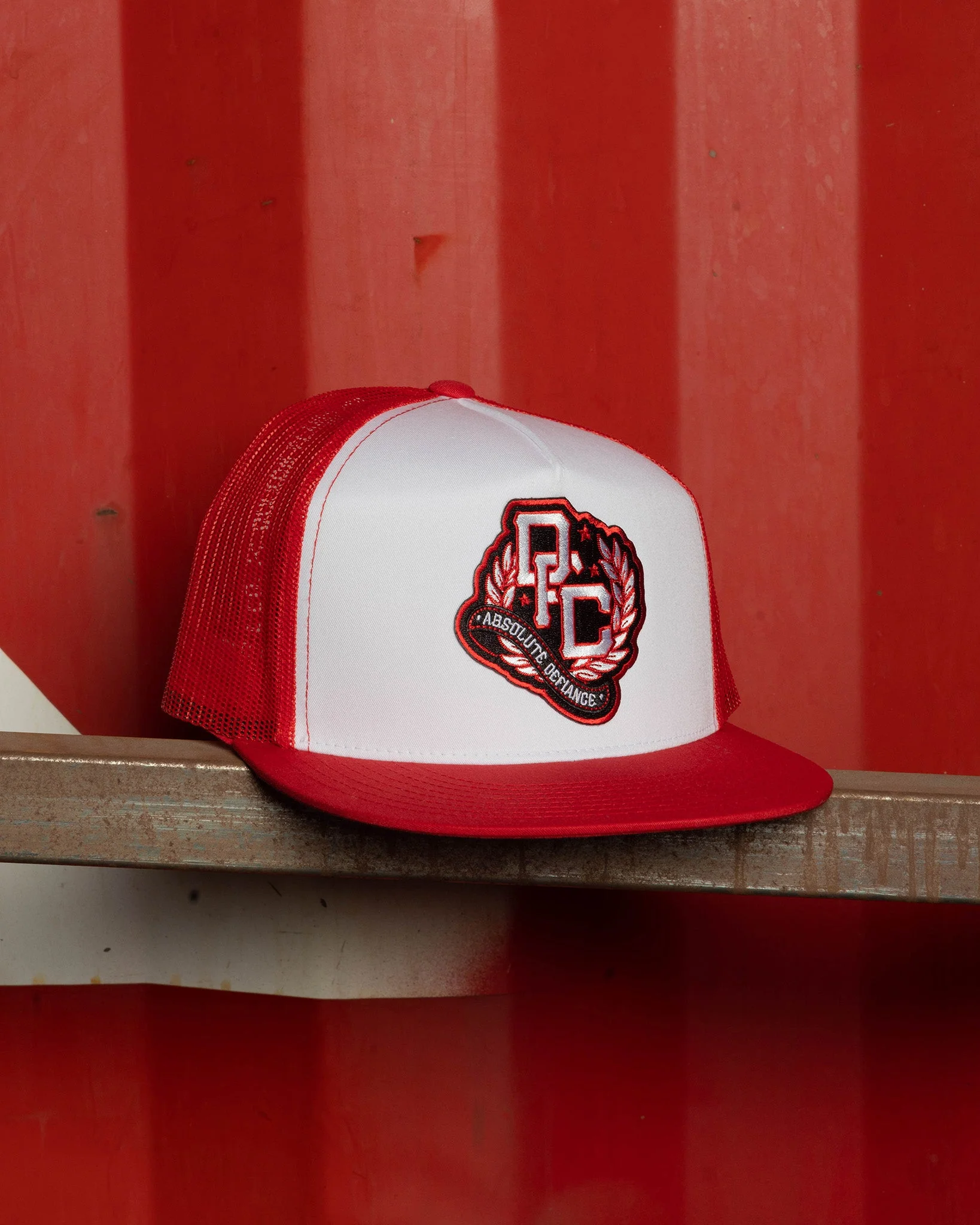 Defiance Flat Bill Trucker Snapback - Red, White, & Black - Image 4