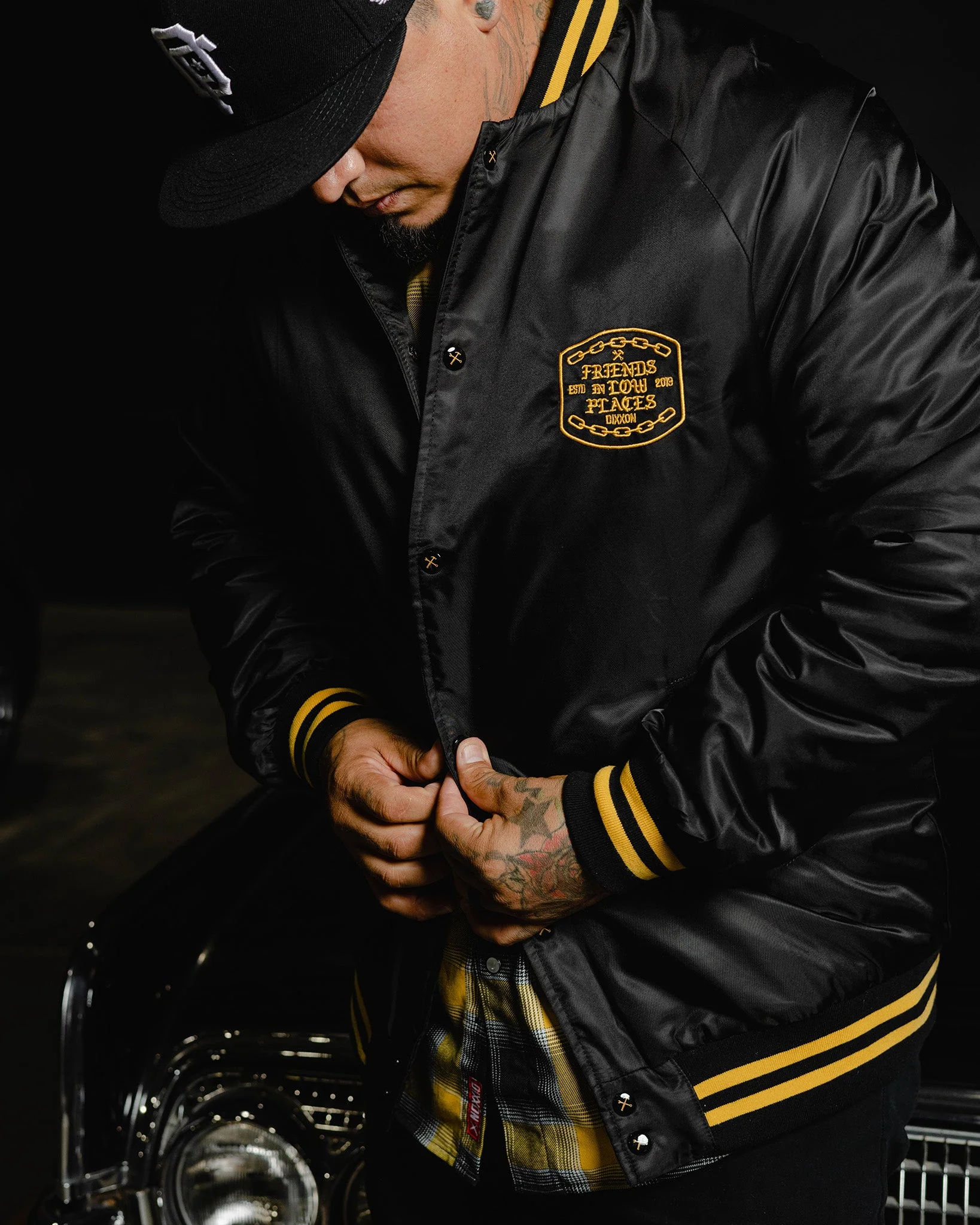 Friends in Low Places Nylon Varsity Jacket - Black - Image 3