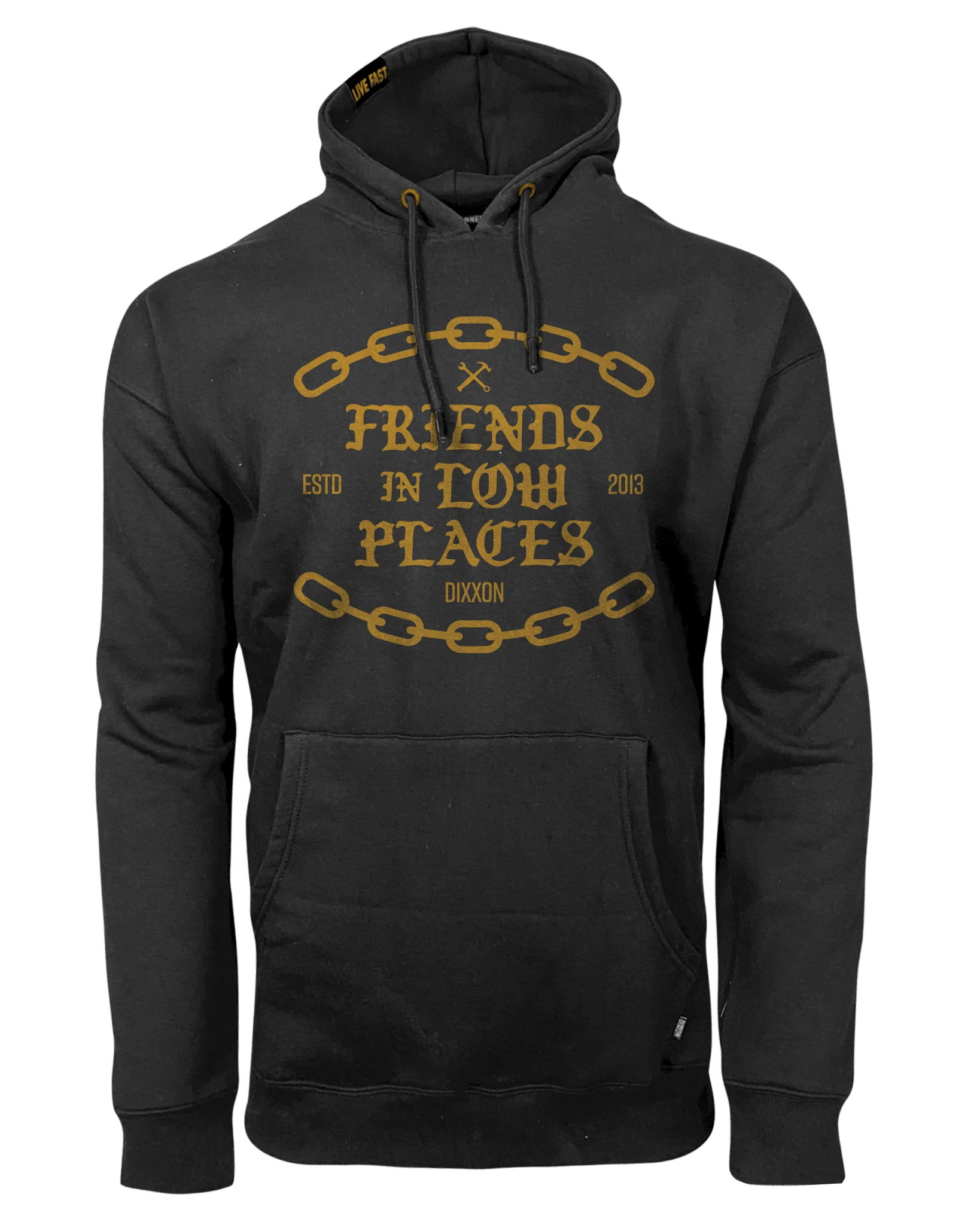 Gold Friends in Low Places Pullover Hoodie - Black - Image 2