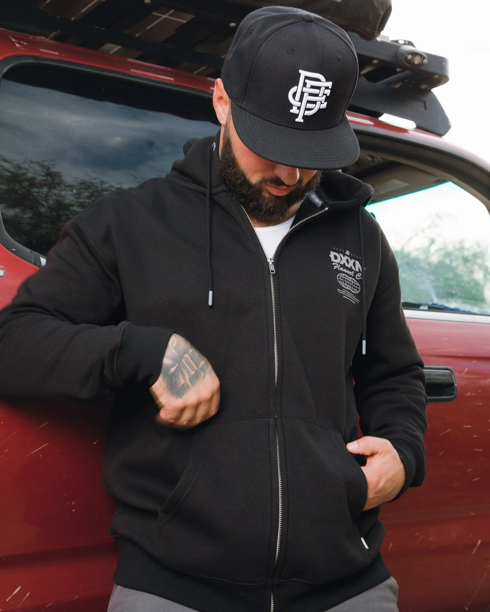 Gray Tech Zip Up Hoodie - Black - Image 2