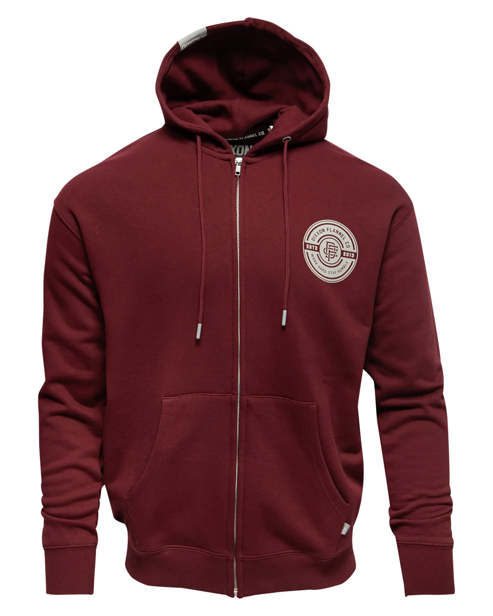 Gray Work Hard Badge Zip Up - Maroon - Image 3