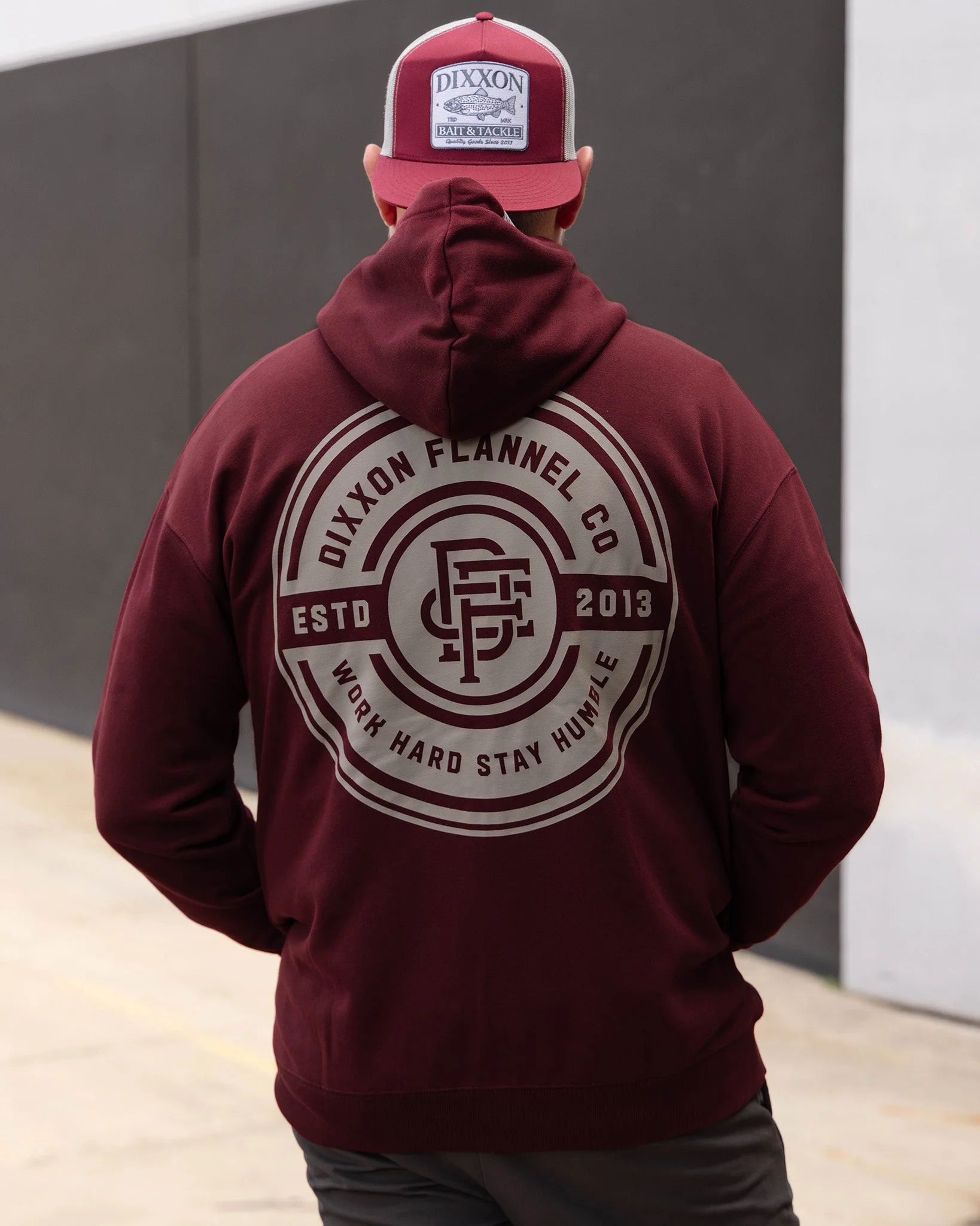 Gray Work Hard Badge Zip Up - Maroon - Image 4