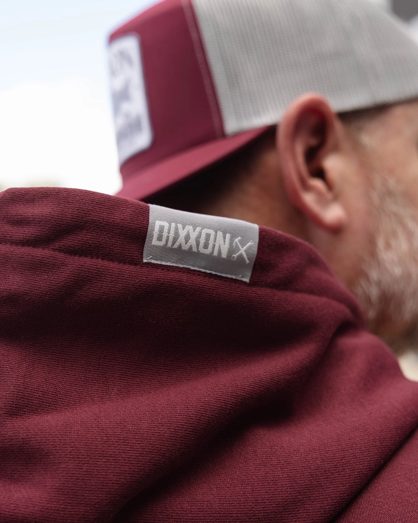Gray Work Hard Badge Zip Up - Maroon - Image 6