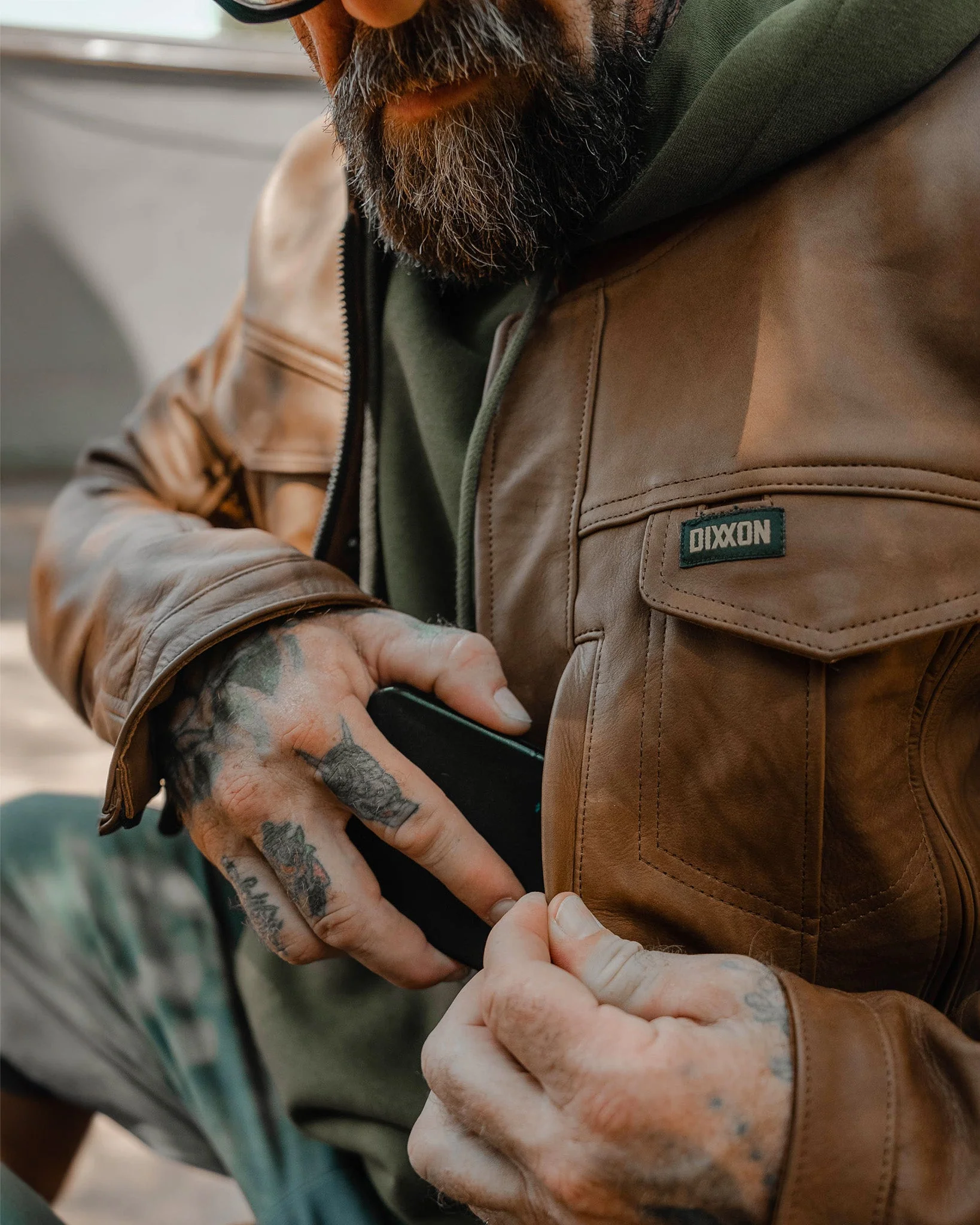Hudson Leather Jacket - Mohagany - Image 9