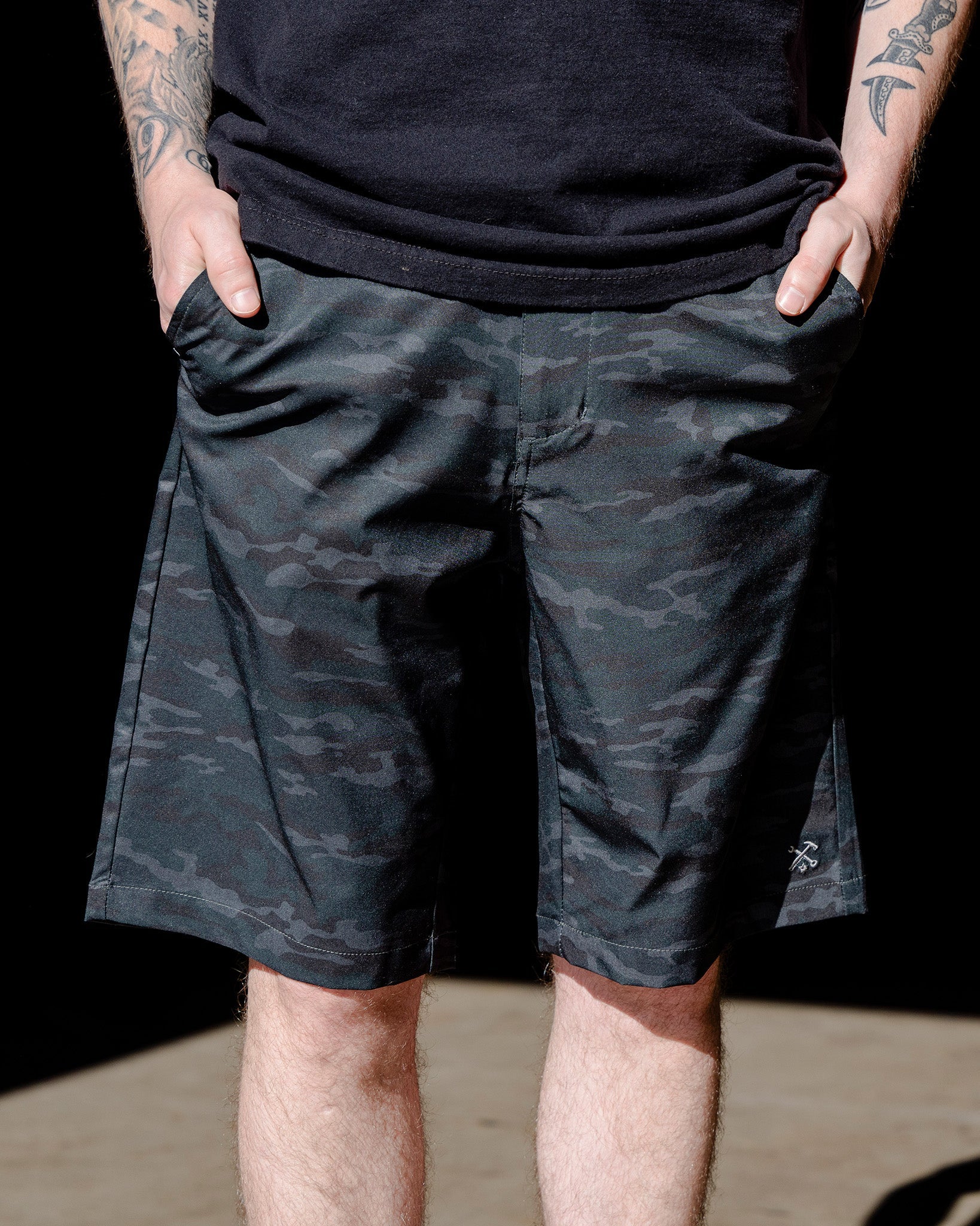 Hybrid Shorts - Black Woodland - Image 2