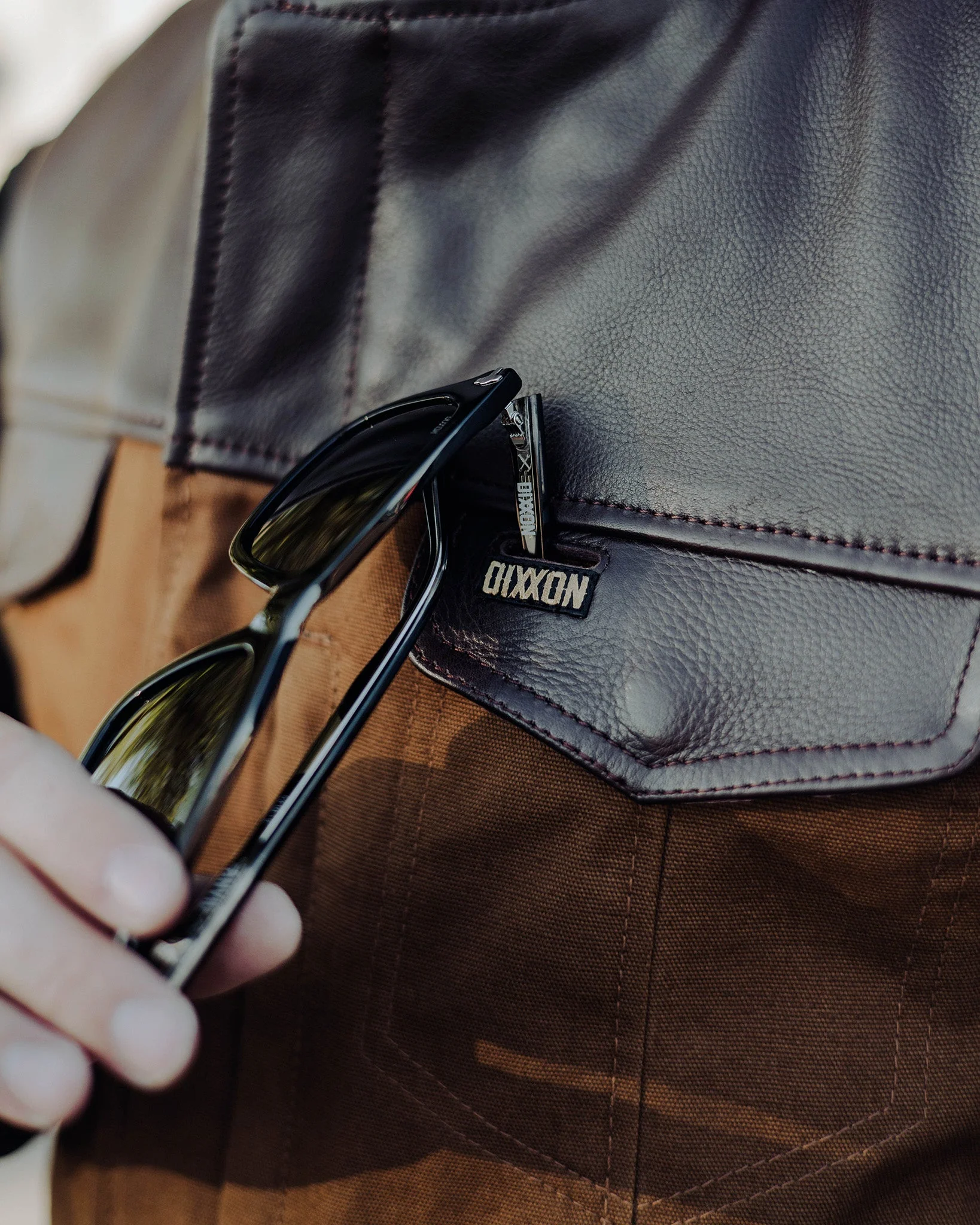 Jackson Leather & Canvas Vest - Brown - Image 3