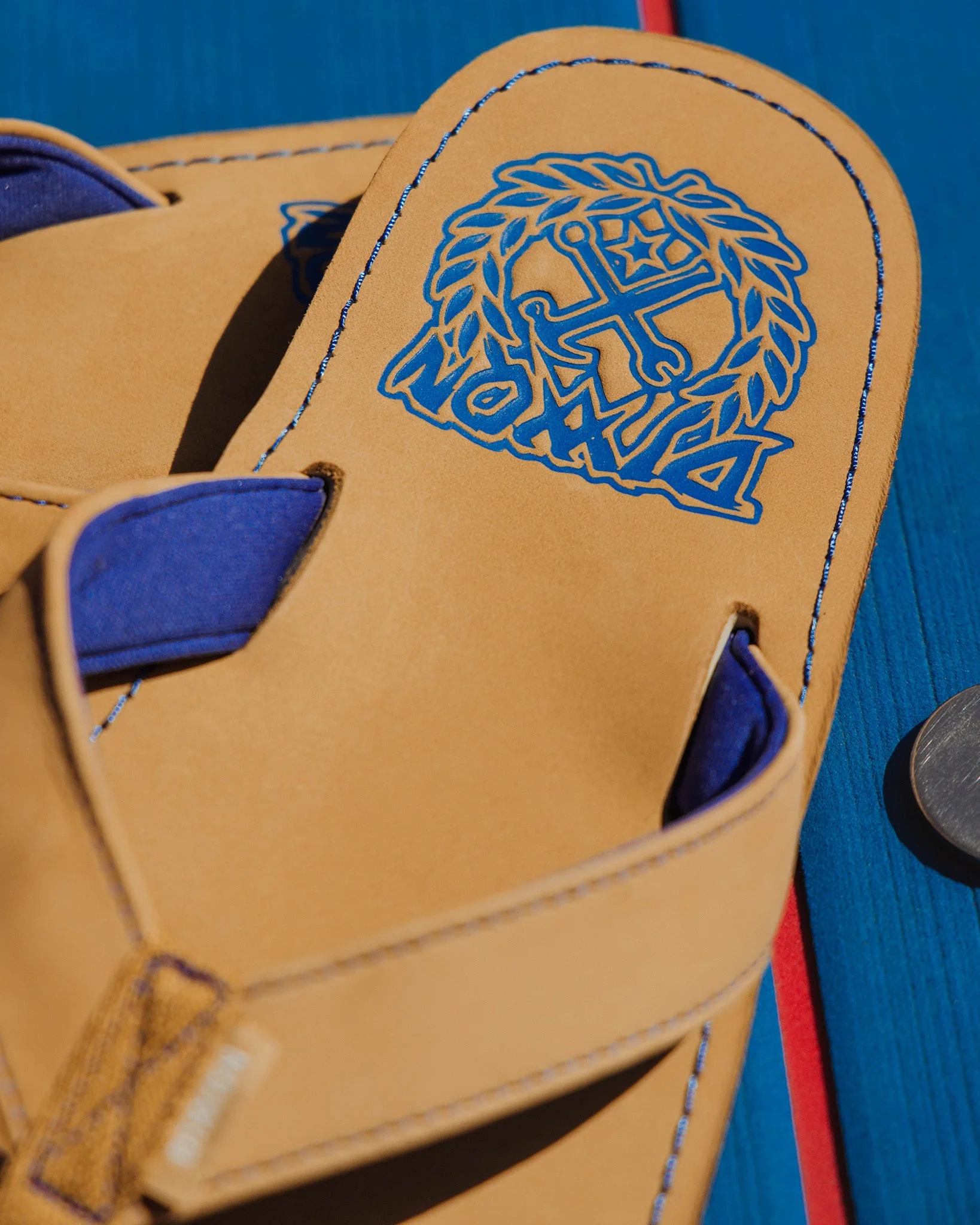 Leather Sandals - Tan & Blue - Image 4