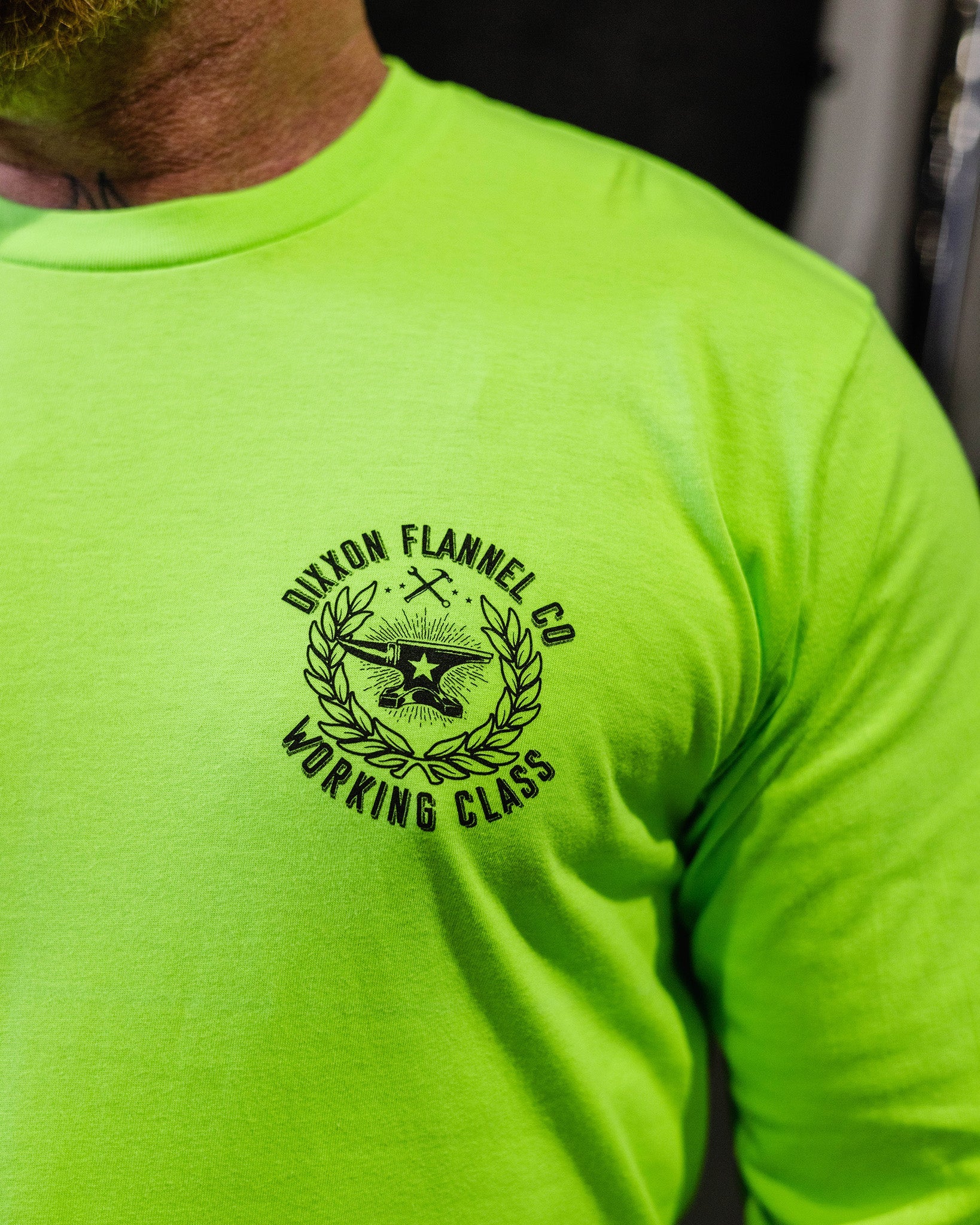 Makers Hi Vis Long Sleeve T-Shirt - Safety Green - Image 2
