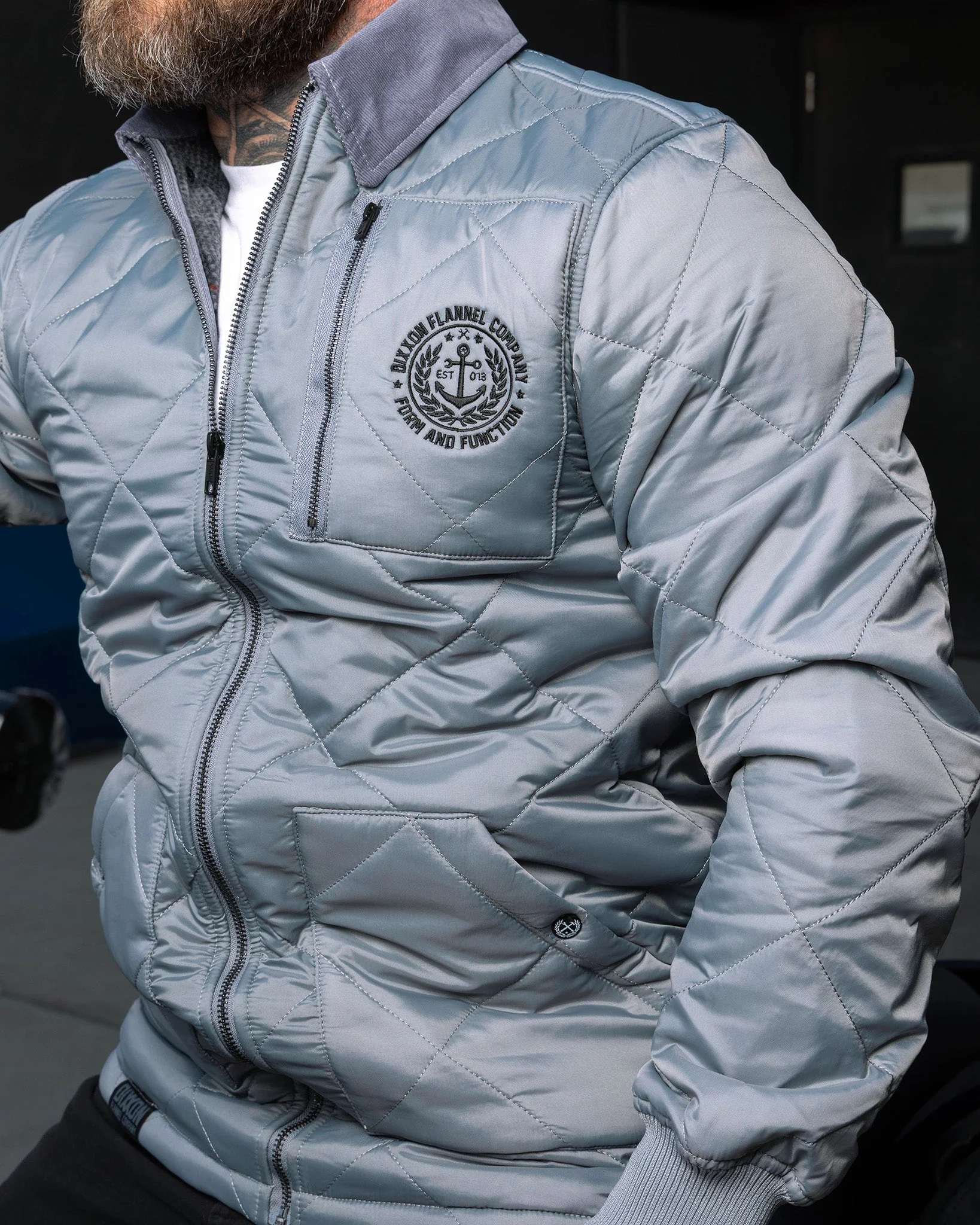 Morning Fog Diamond Stitch Quilted Jacket - Image 3