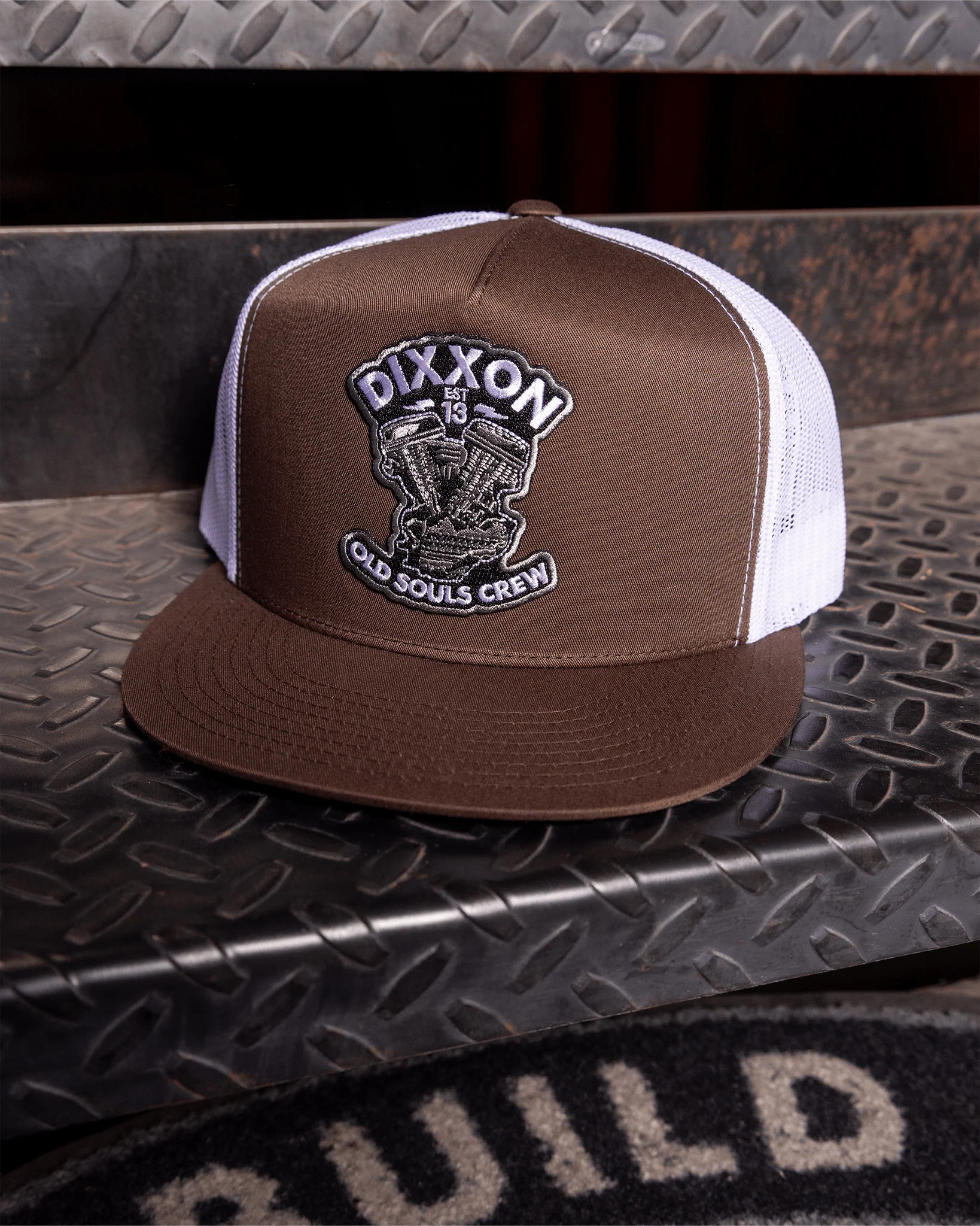Old Souls Crew Flat Bill Trucker Snapback - Black & White - Image 4