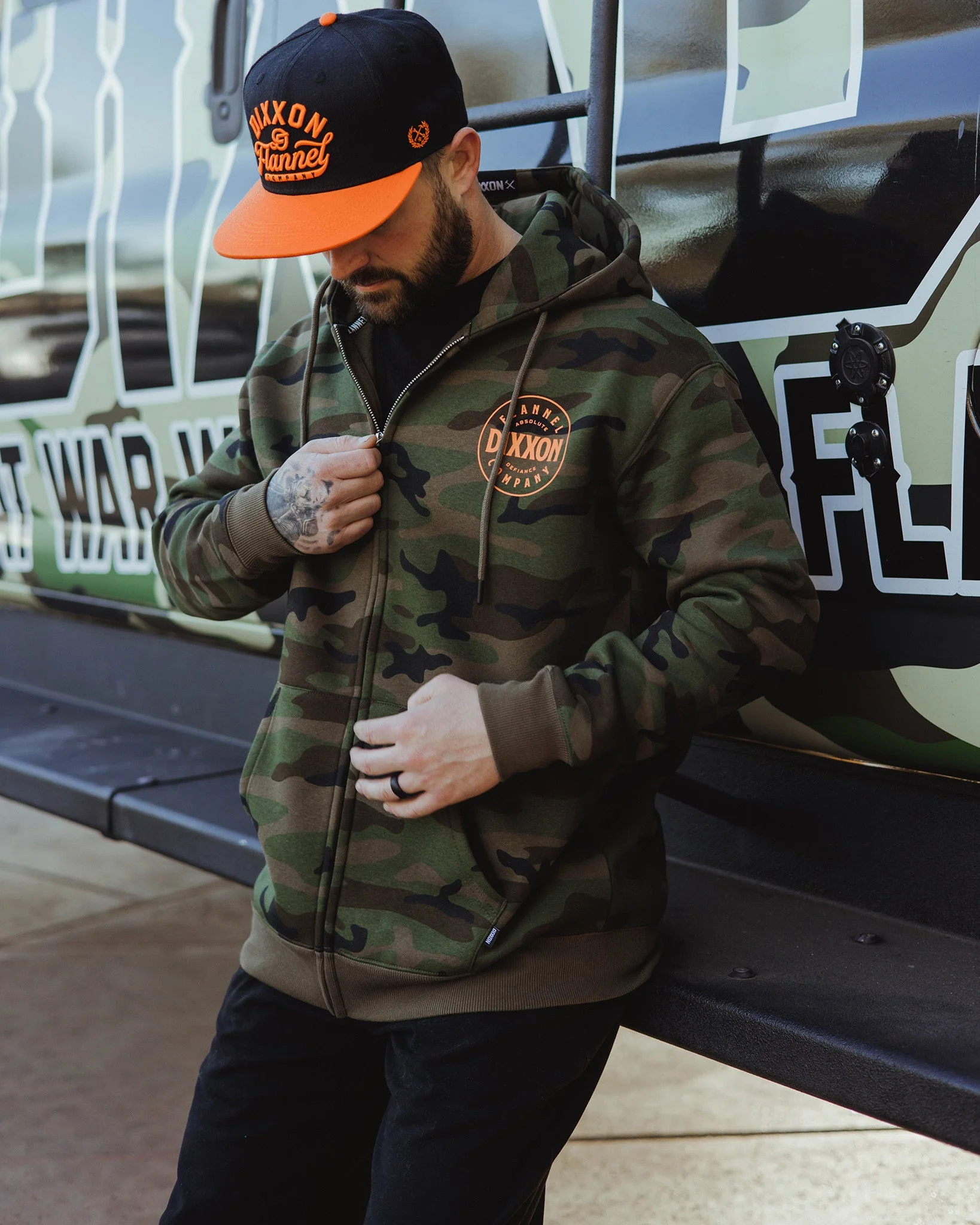 Orange Chain Driven Zip Up Hoodie - Camo - Image 5