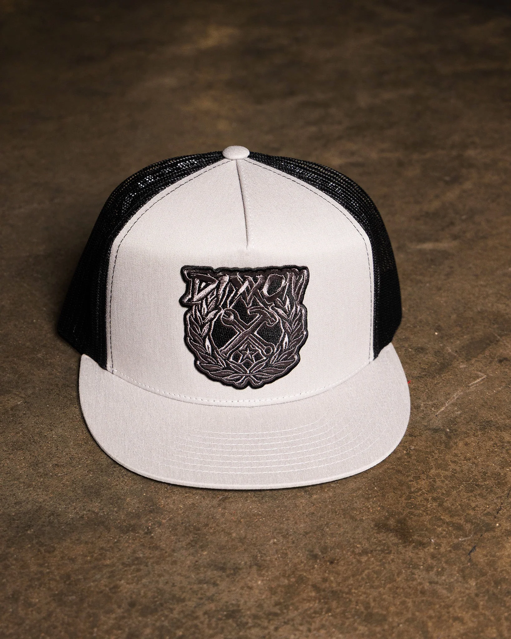 Party Crest Flat Bill Trucker Snapback - Black & Gray - Image 4